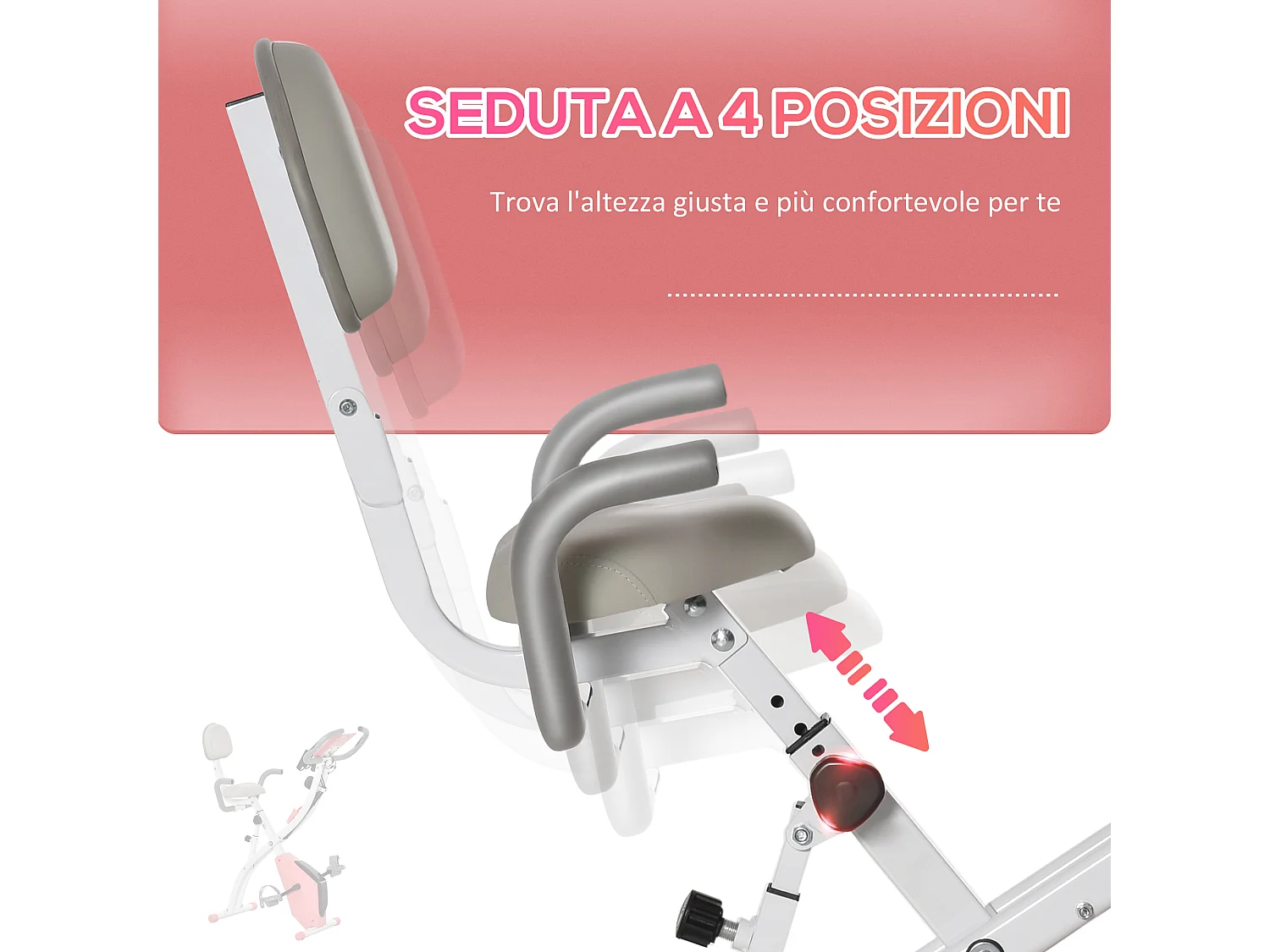Cyclette pieghevole 2 in 1 resistenza 8 livelli elastici per braccia