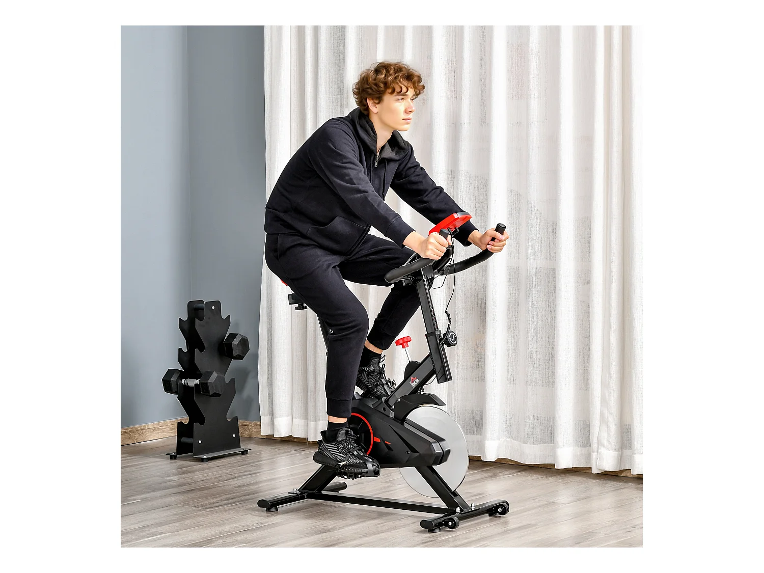 Cyclette da camera professionale regolabile con monitor nero