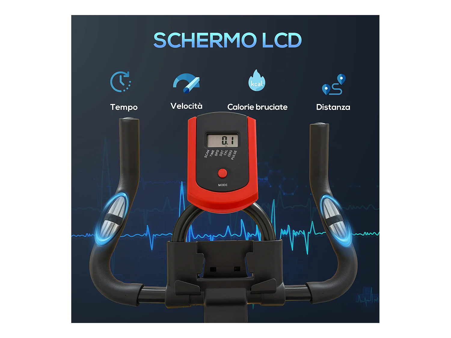 Cyclette da camera professionale regolabile con monitor nero