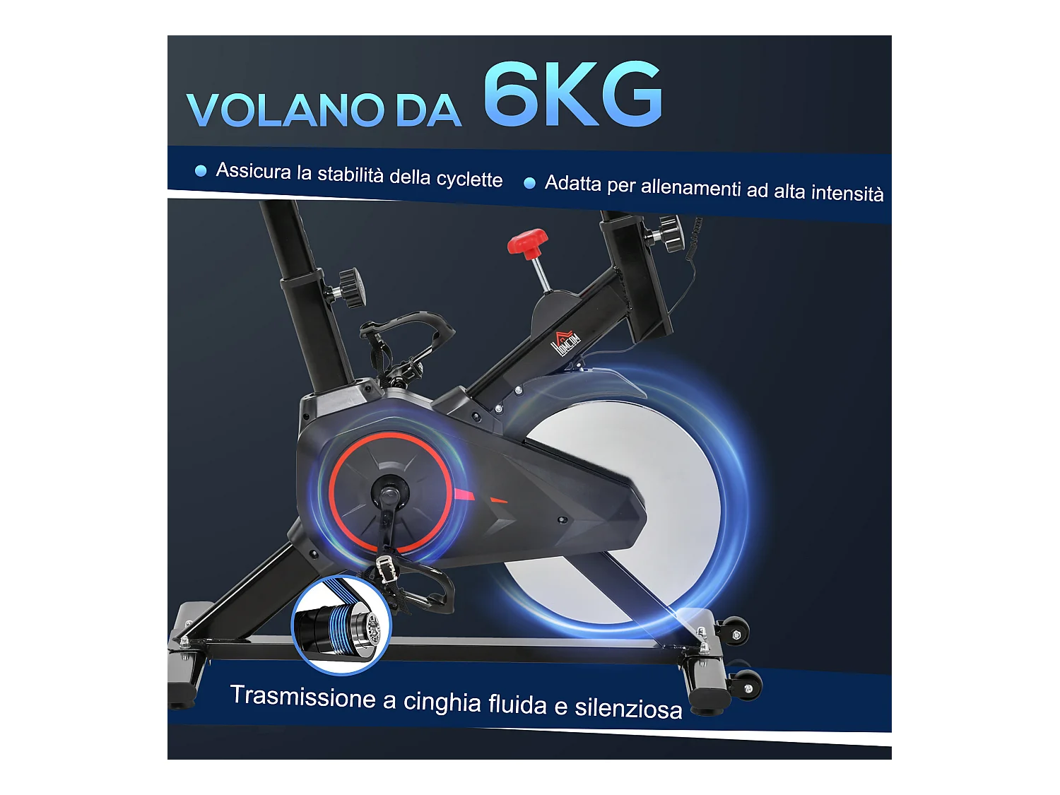 Cyclette da camera professionale regolabile con monitor nero