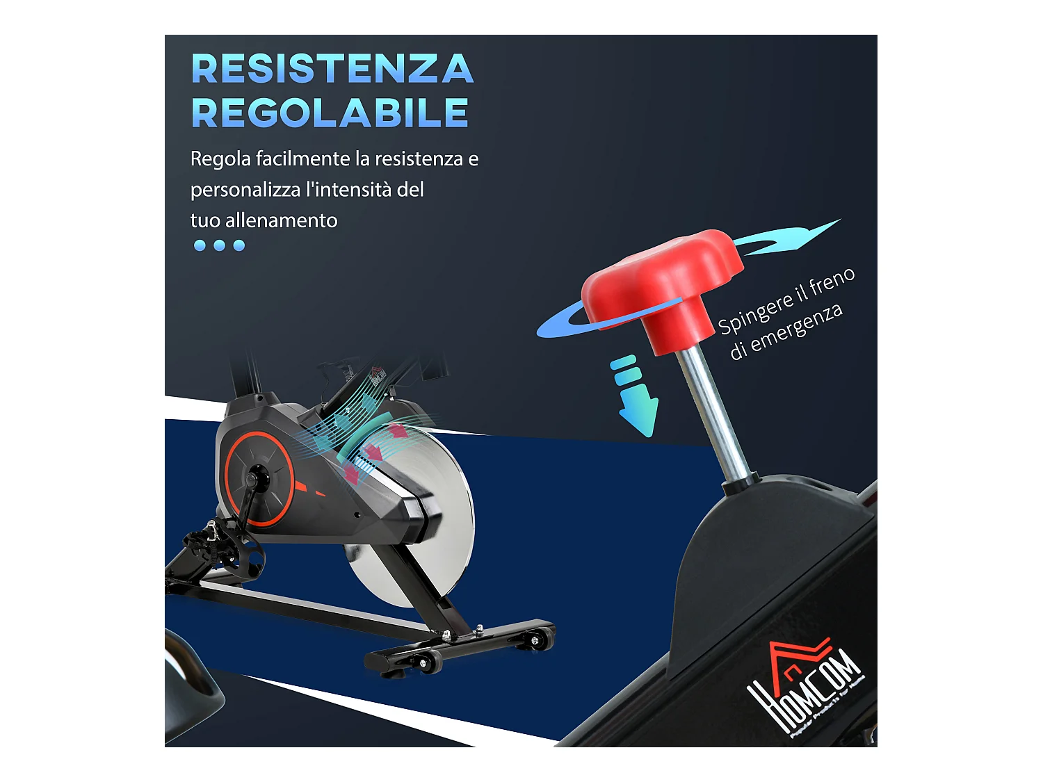 Cyclette da camera professionale regolabile con monitor nero