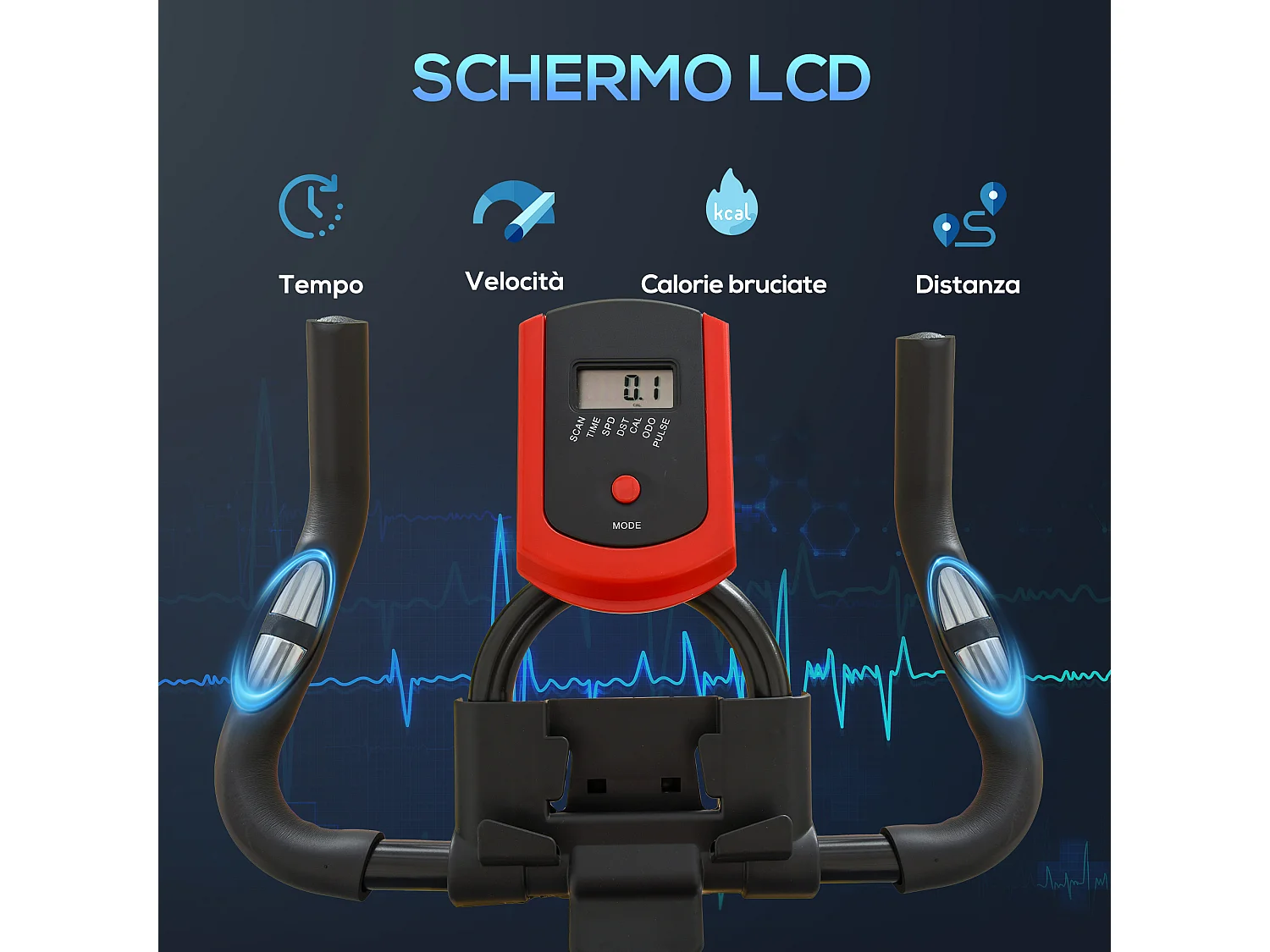 Cyclette da camera professionale regolabile con monitor nero