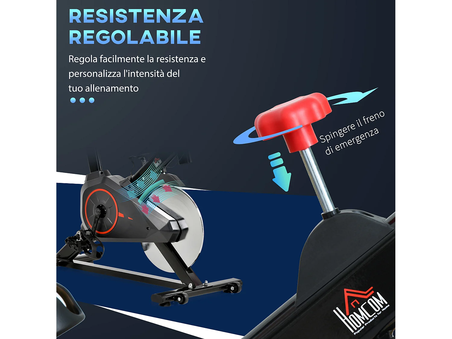 Cyclette da camera professionale regolabile con monitor nero