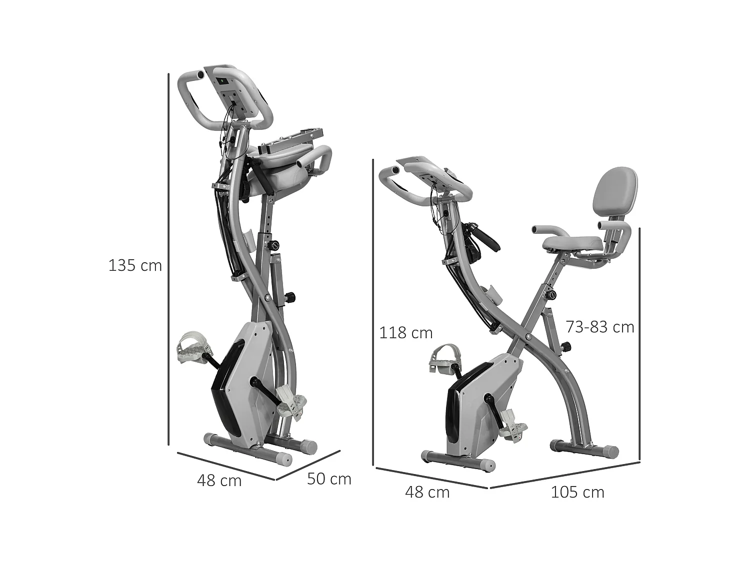 Cyclette pieghevole 2 in 1 resistenza 8 livelli elastici per braccia