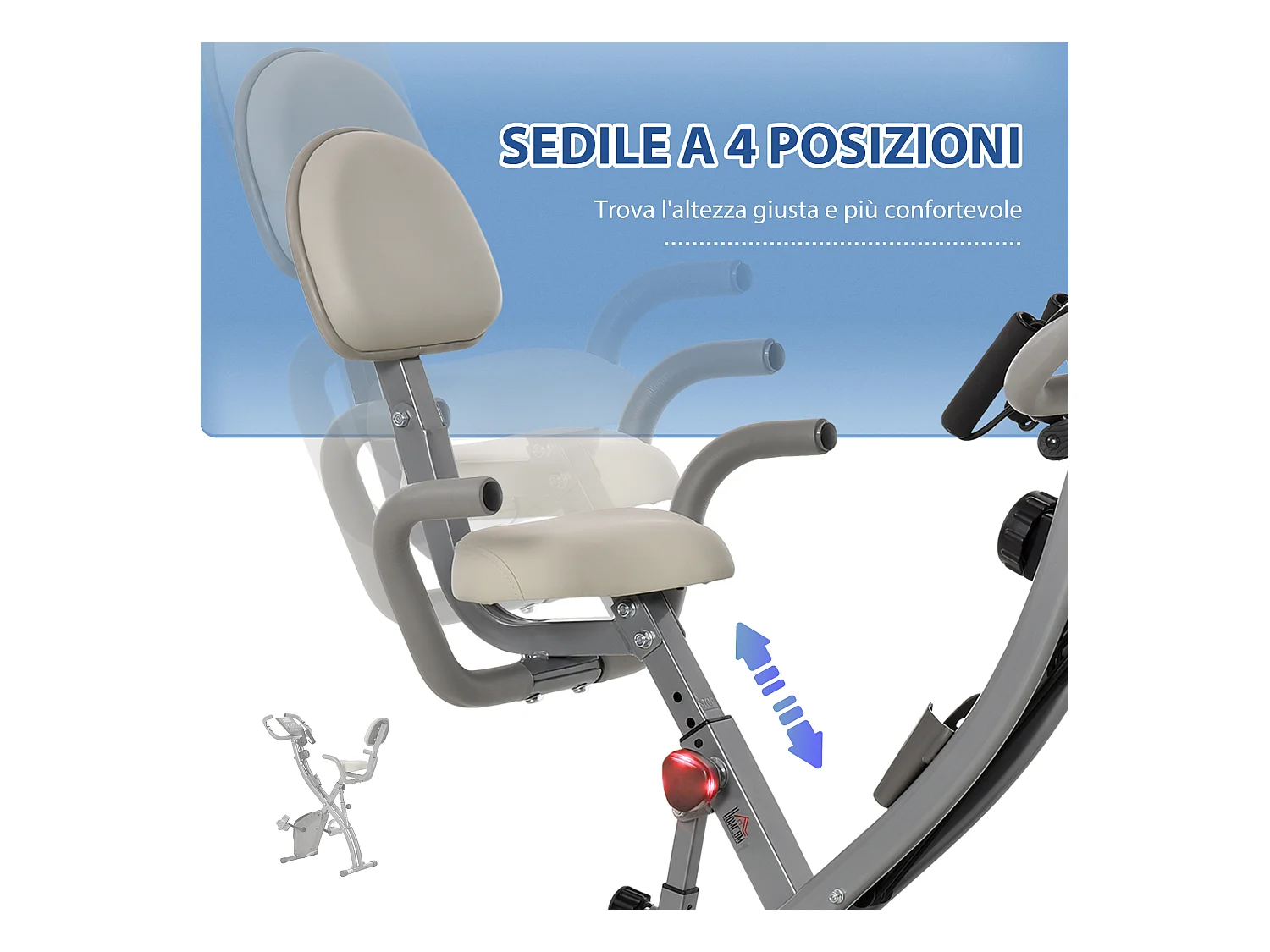 Cyclette pieghevole 2 in 1 resistenza 8 livelli elastici per braccia