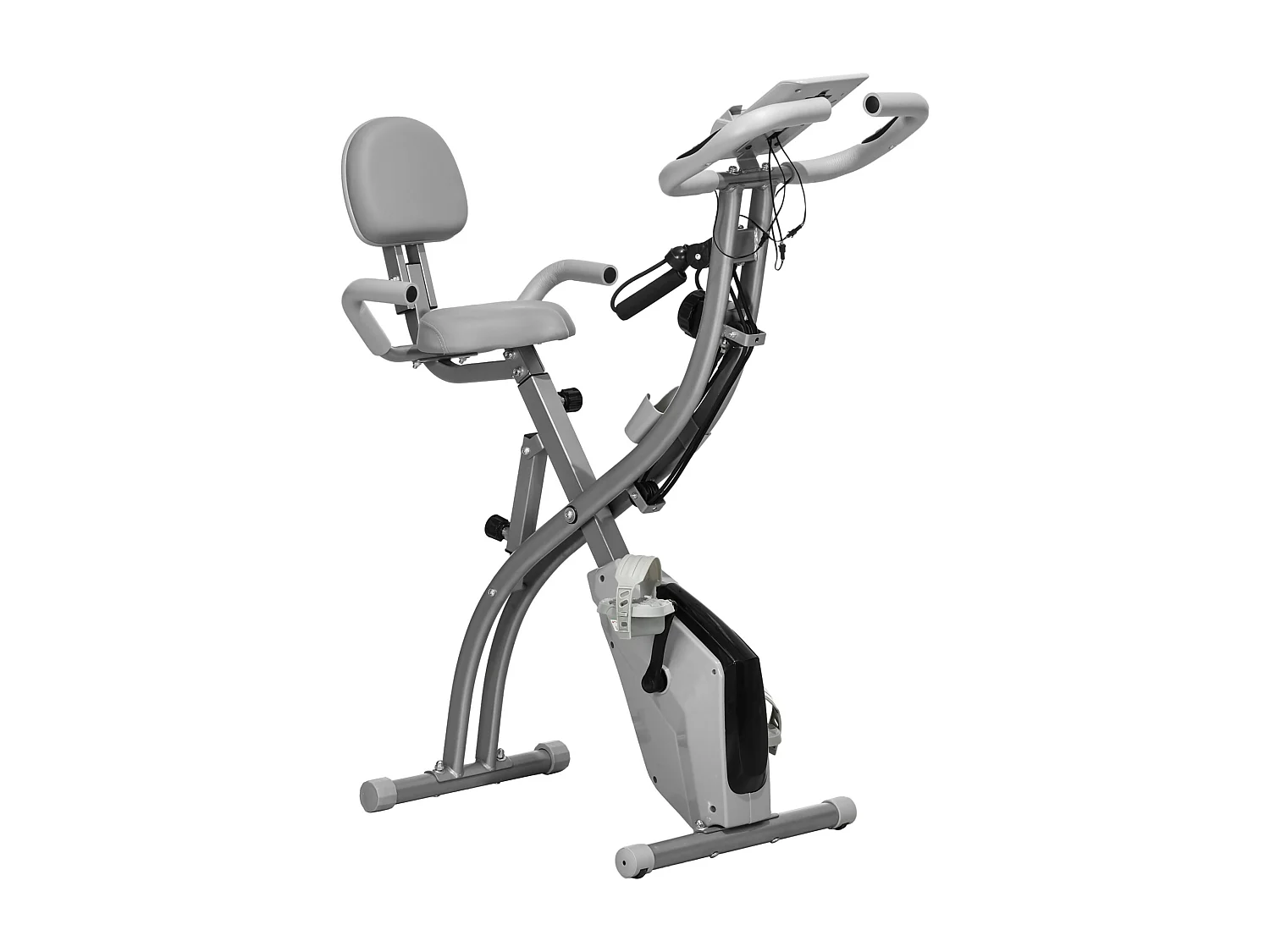 Cyclette pieghevole 2 in 1 resistenza 8 livelli elastici per braccia