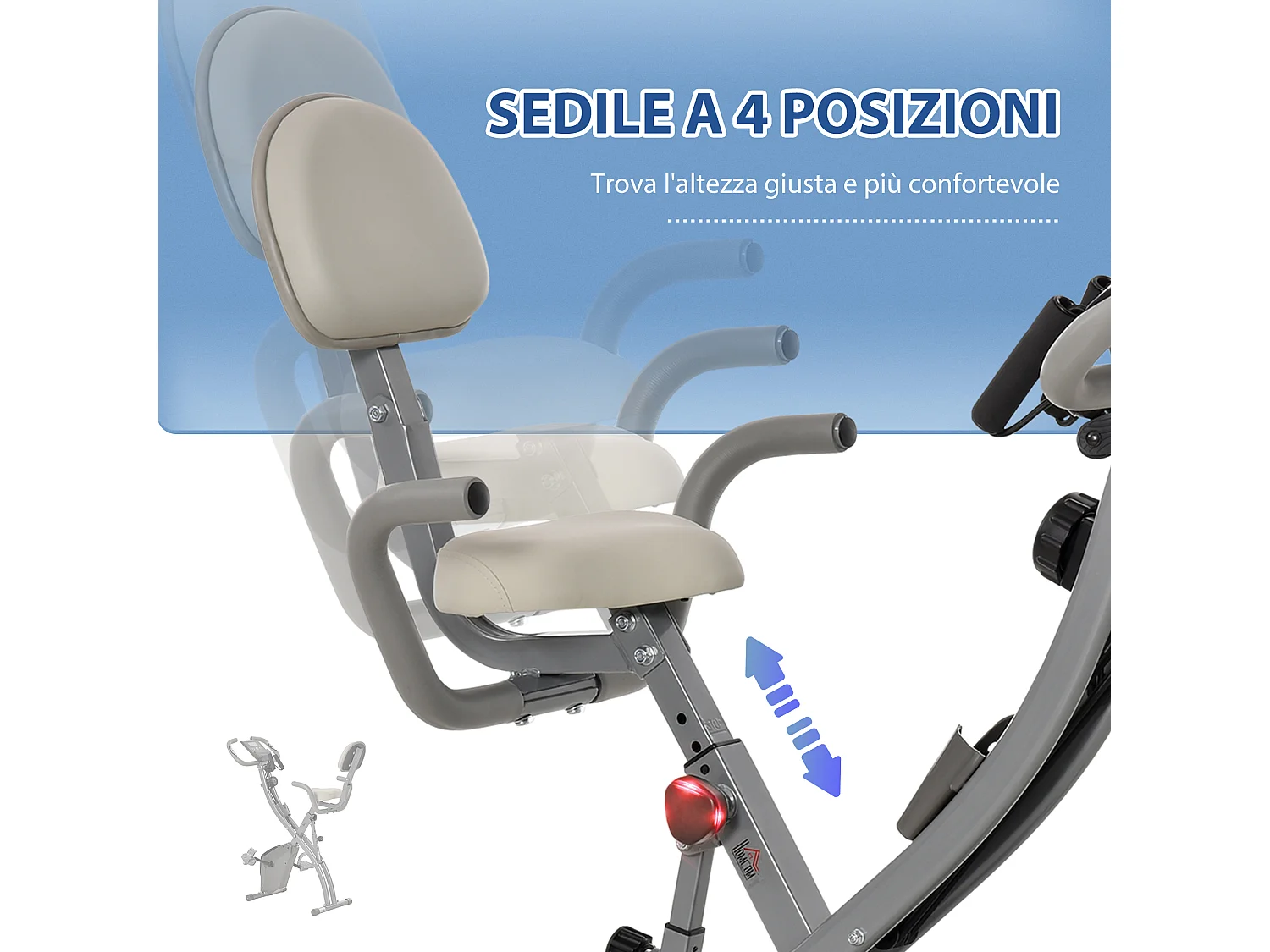 Cyclette pieghevole 2 in 1 resistenza 8 livelli elastici per braccia