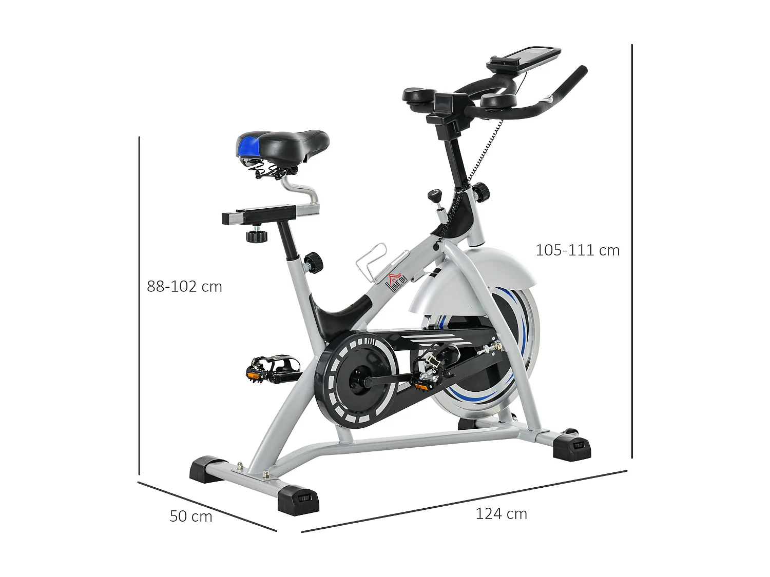 Cyclette con monitor lcd volano 15kg sellino e manubrio regolabili