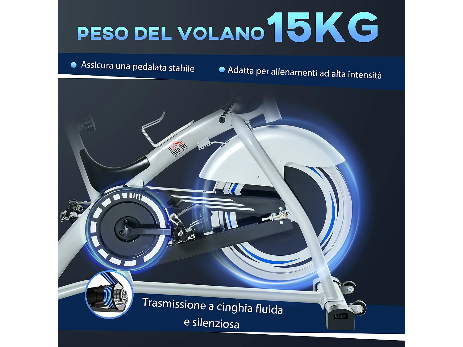 Cyclette con monitor lcd volano 15kg sellino e manubrio regolabili