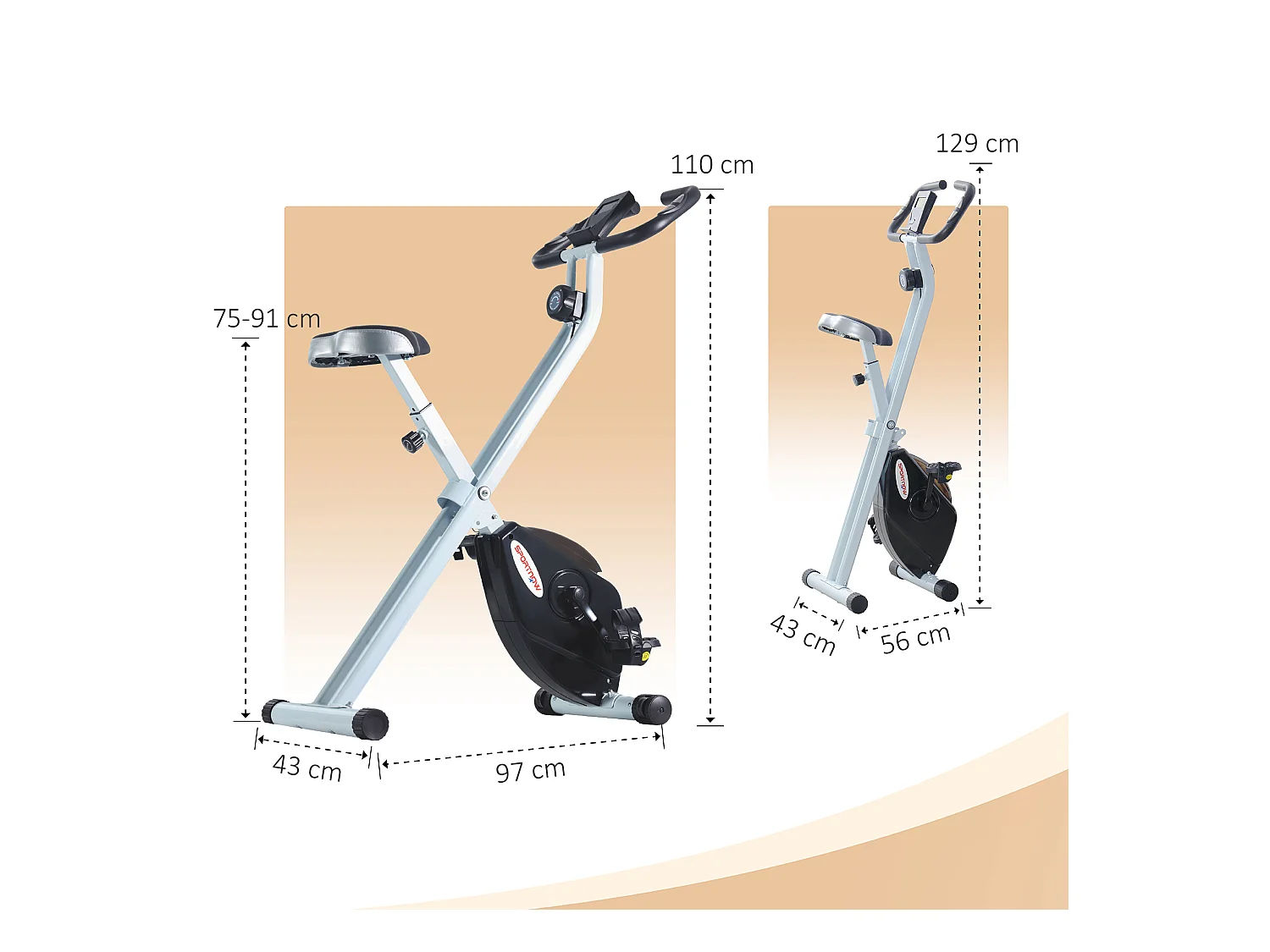 Cyclette pieghevole magnetica 8 livelli display e sellino regolabile