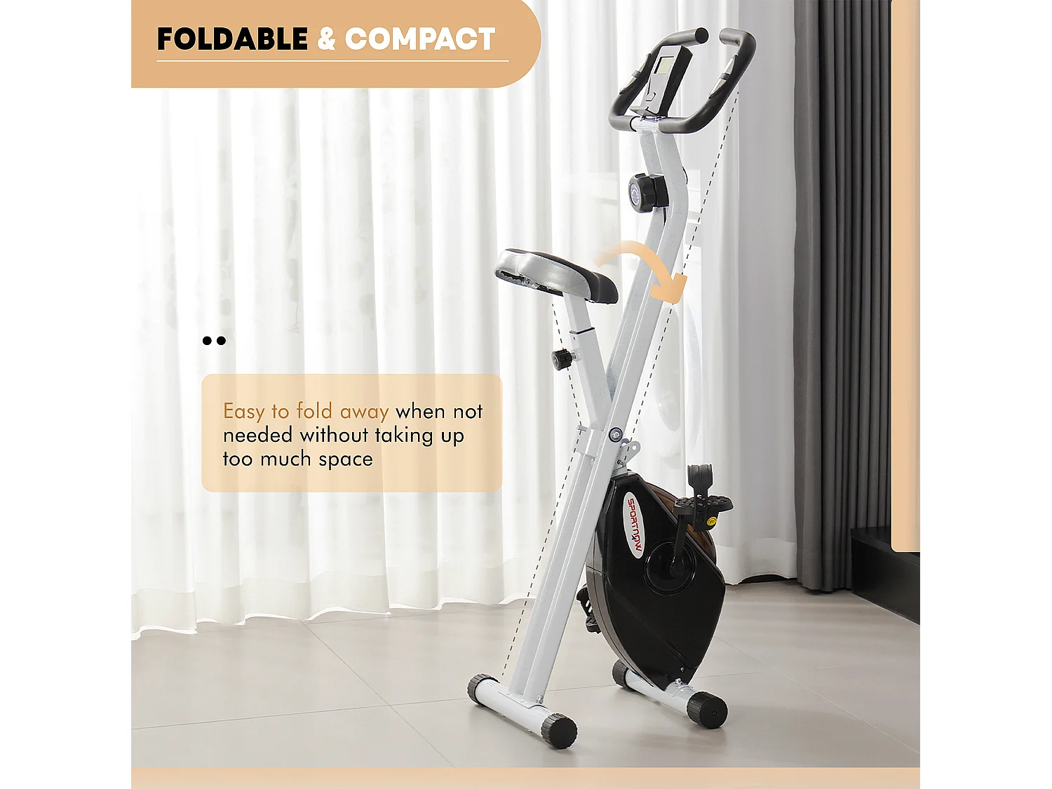 Cyclette pieghevole magnetica 8 livelli display e sellino regolabile