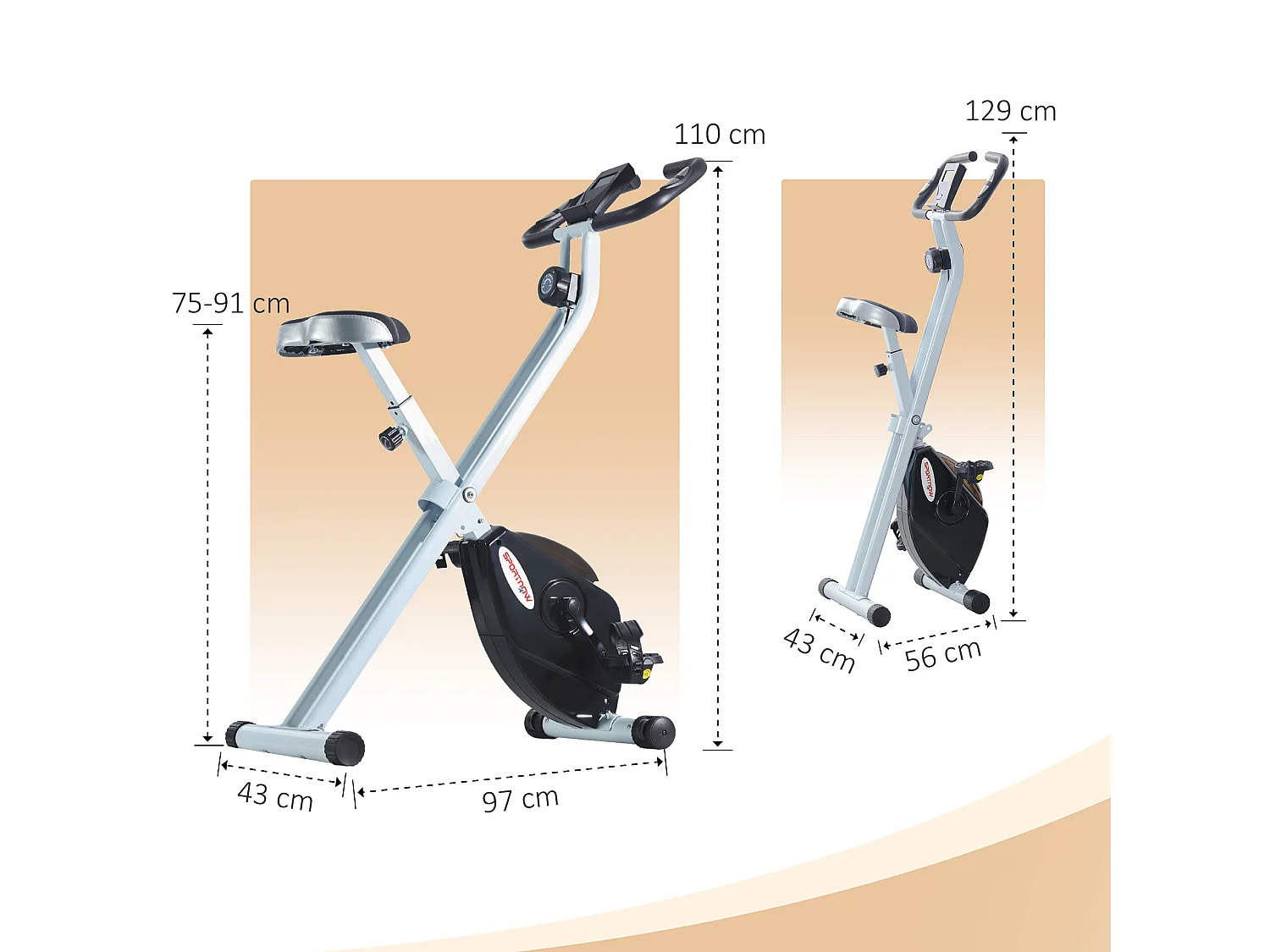 Cyclette pieghevole magnetica 8 livelli display e sellino regolabile