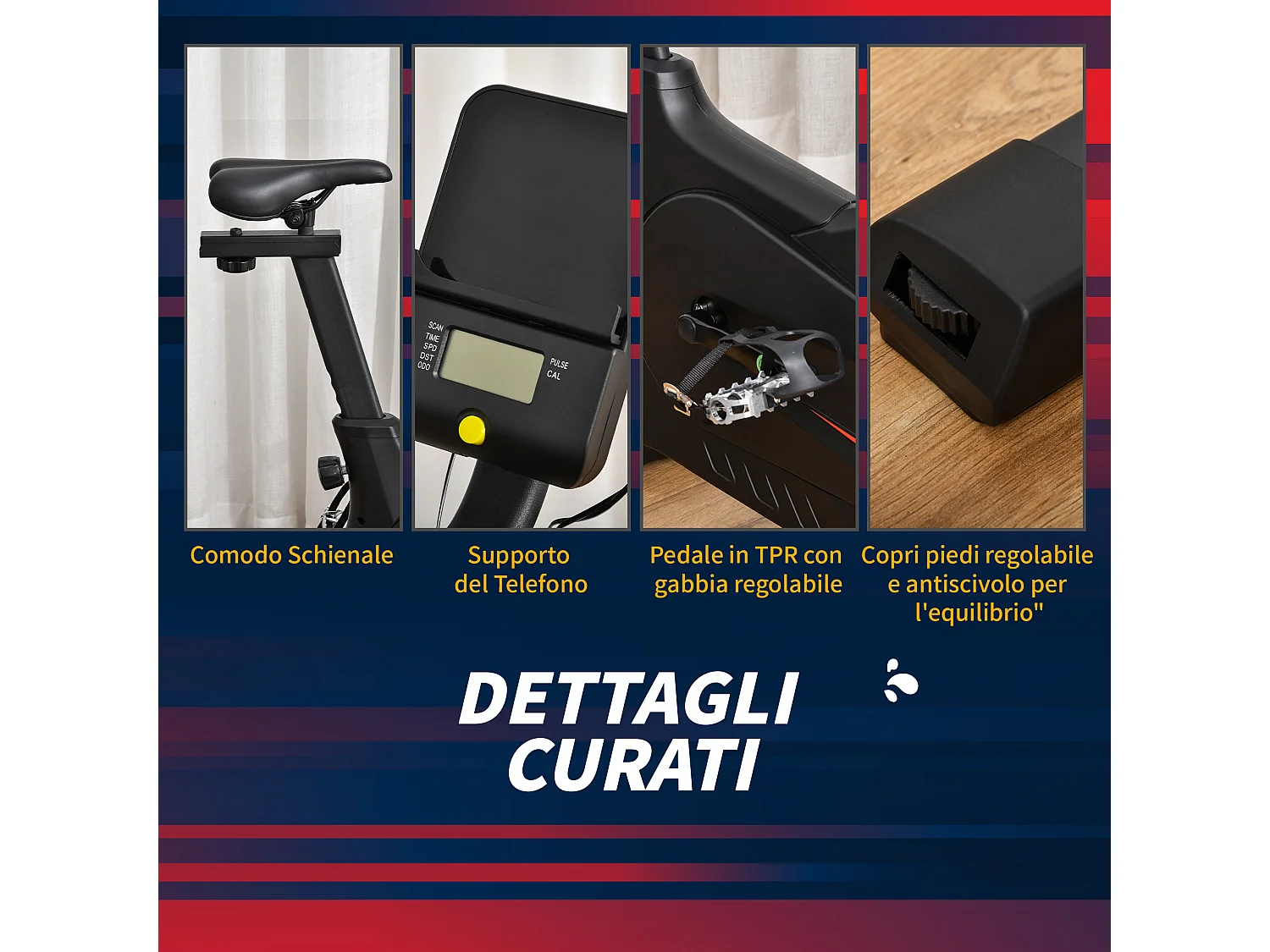 Cyclette magnetica professionale sellino regolabile 102x50x120cm nero