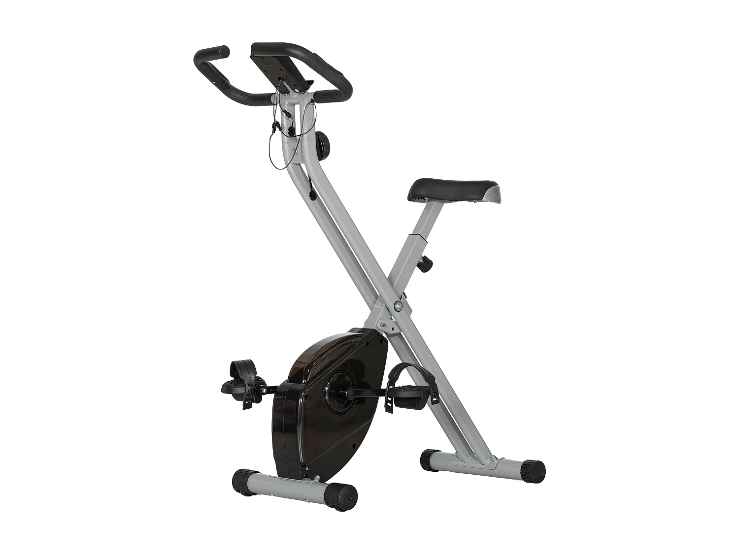 Cyclette pieghevole magnetica a 8 livelli con display grigio e nero