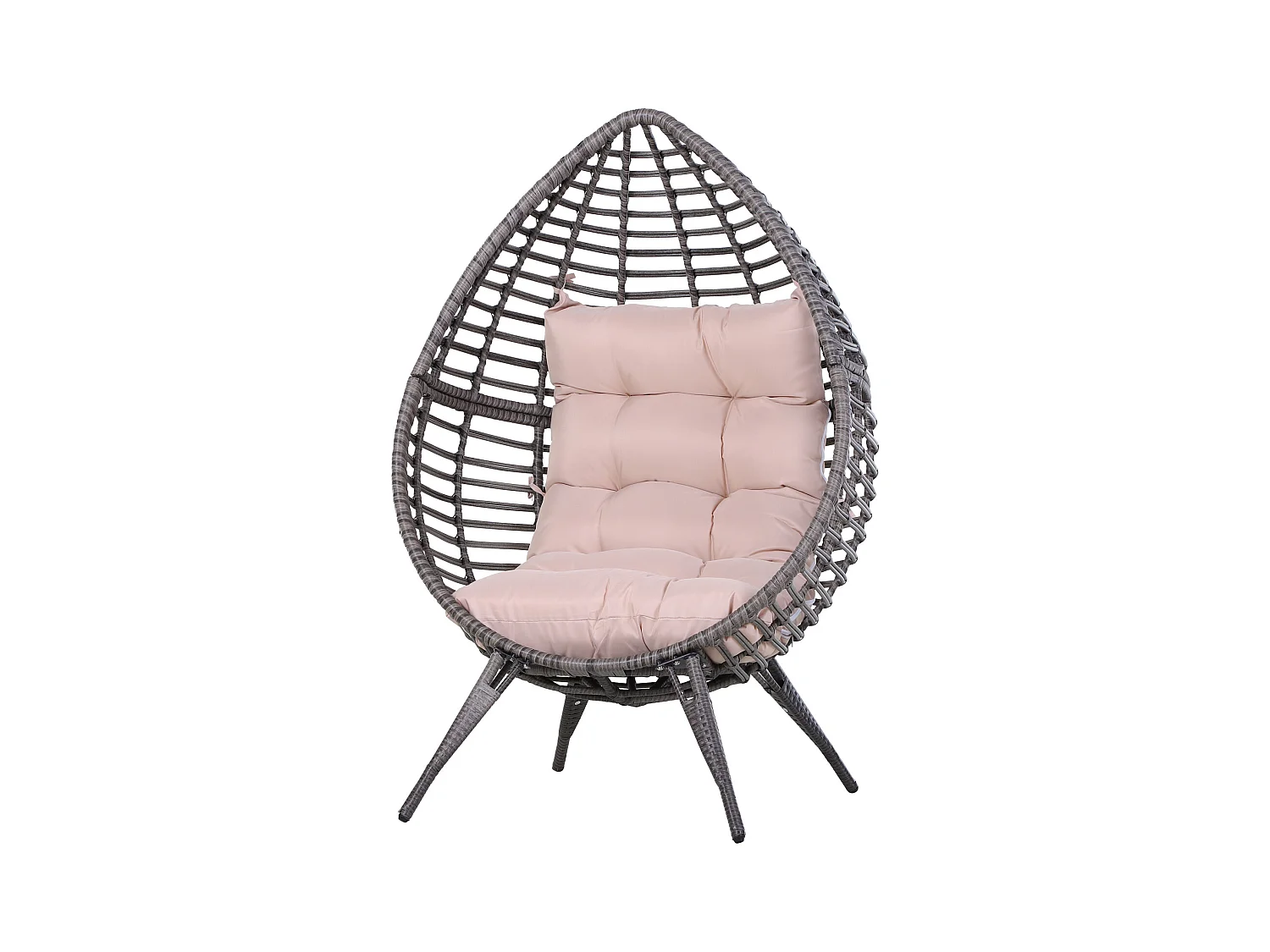 Poltrona in rattan con cuscino stile boho chic 101x89x156cm