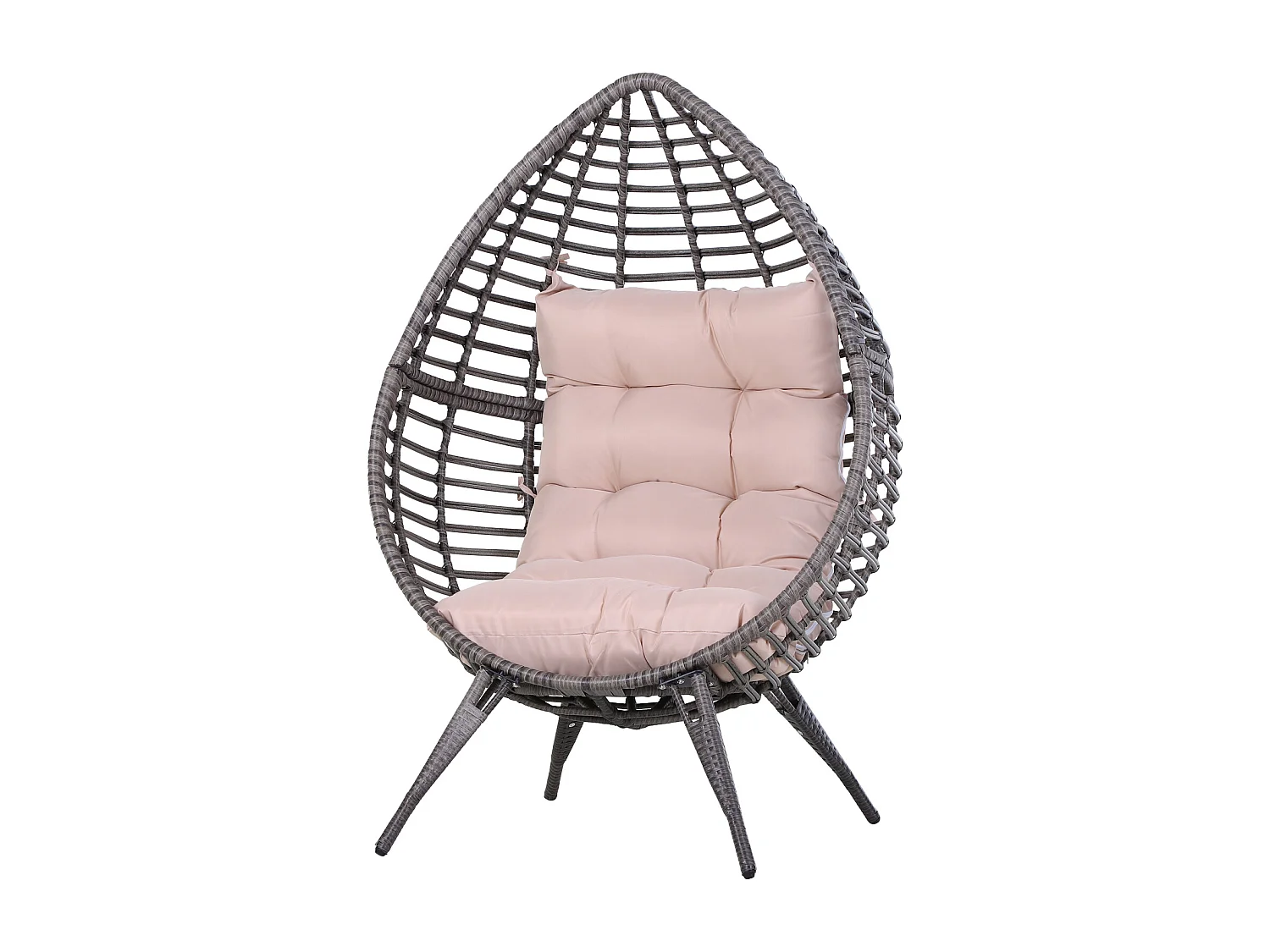 Poltrona in rattan con cuscino stile boho chic 101x89x156cm