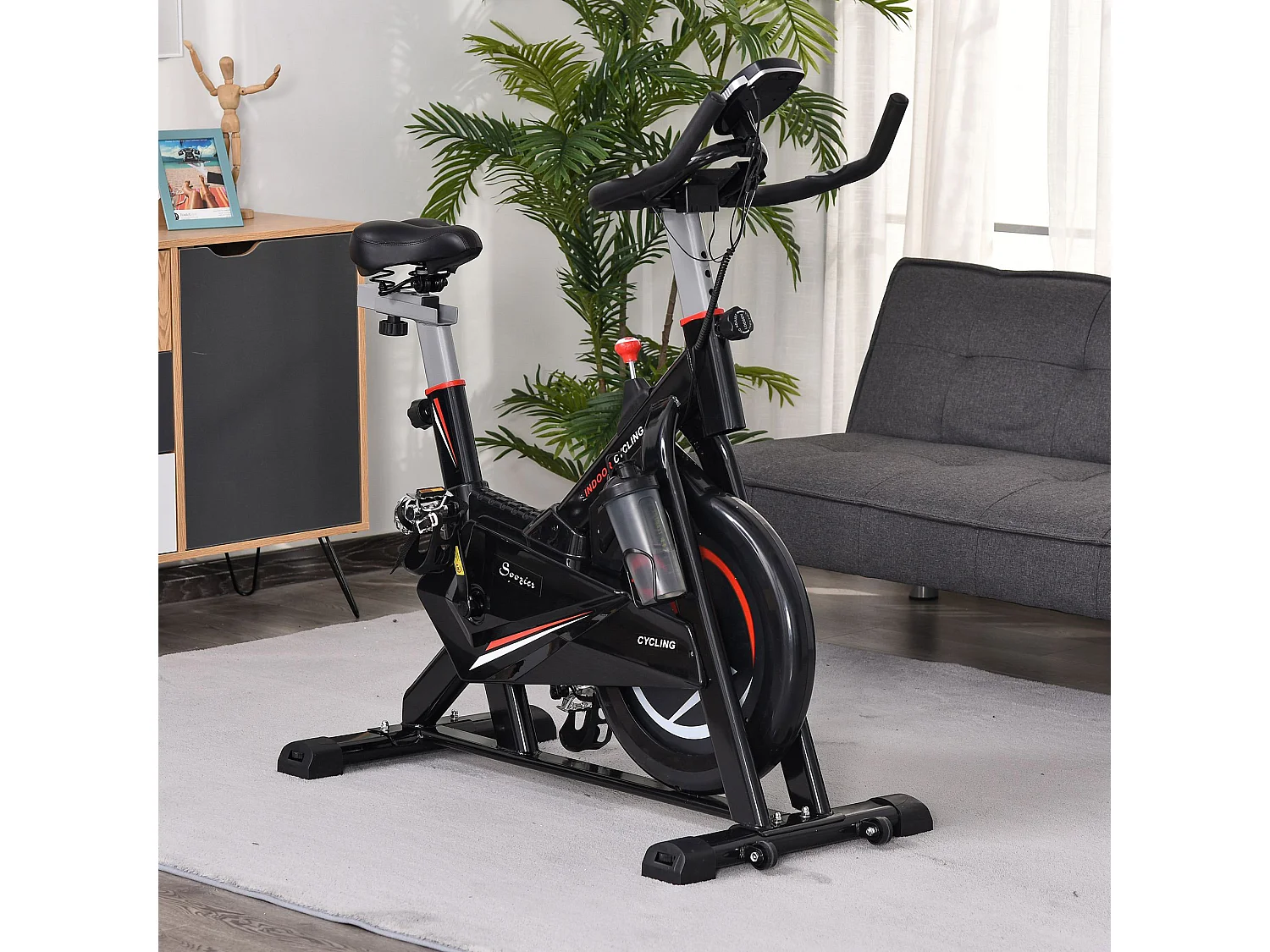 Cyclette in acciaio monitor lcd, seduta, manubrio e resistenza regolabile