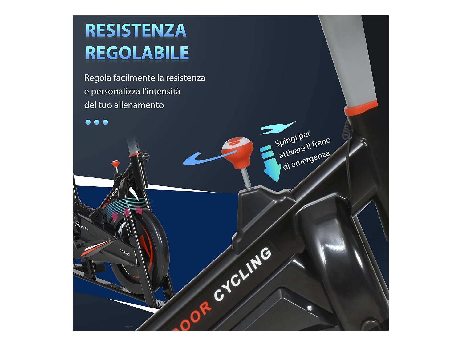 Cyclette in acciaio monitor lcd, seduta, manubrio e resistenza regolabile