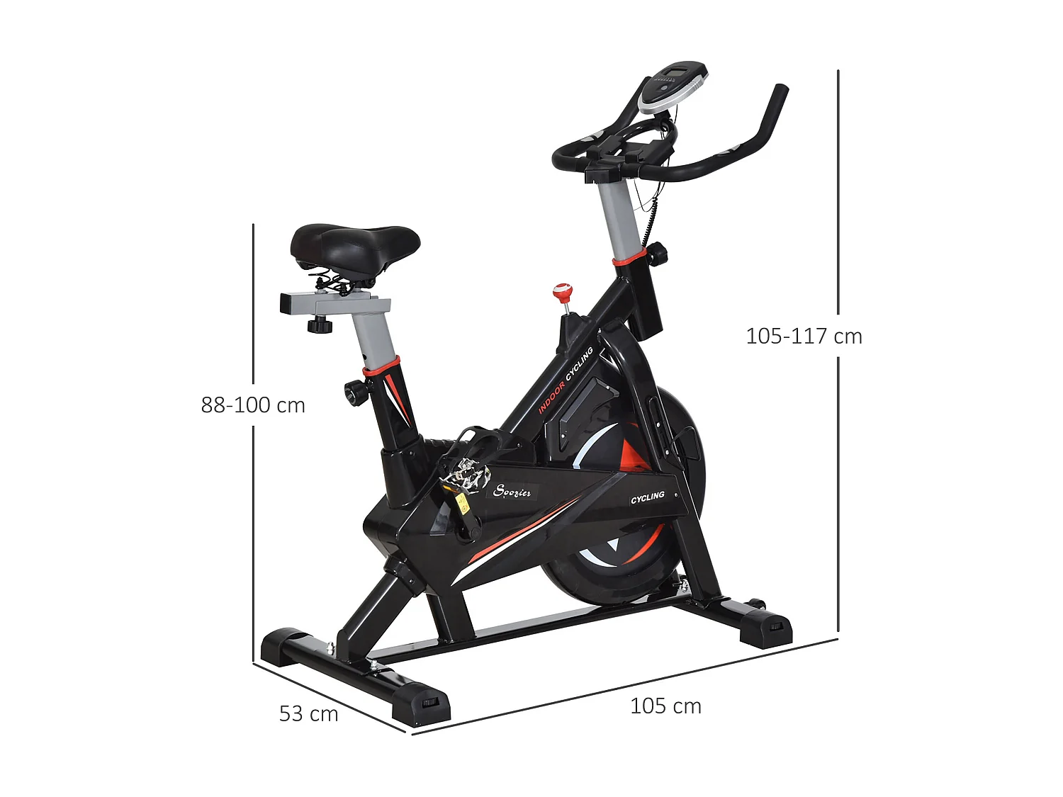 Cyclette in acciaio monitor lcd, seduta, manubrio e resistenza regolabile