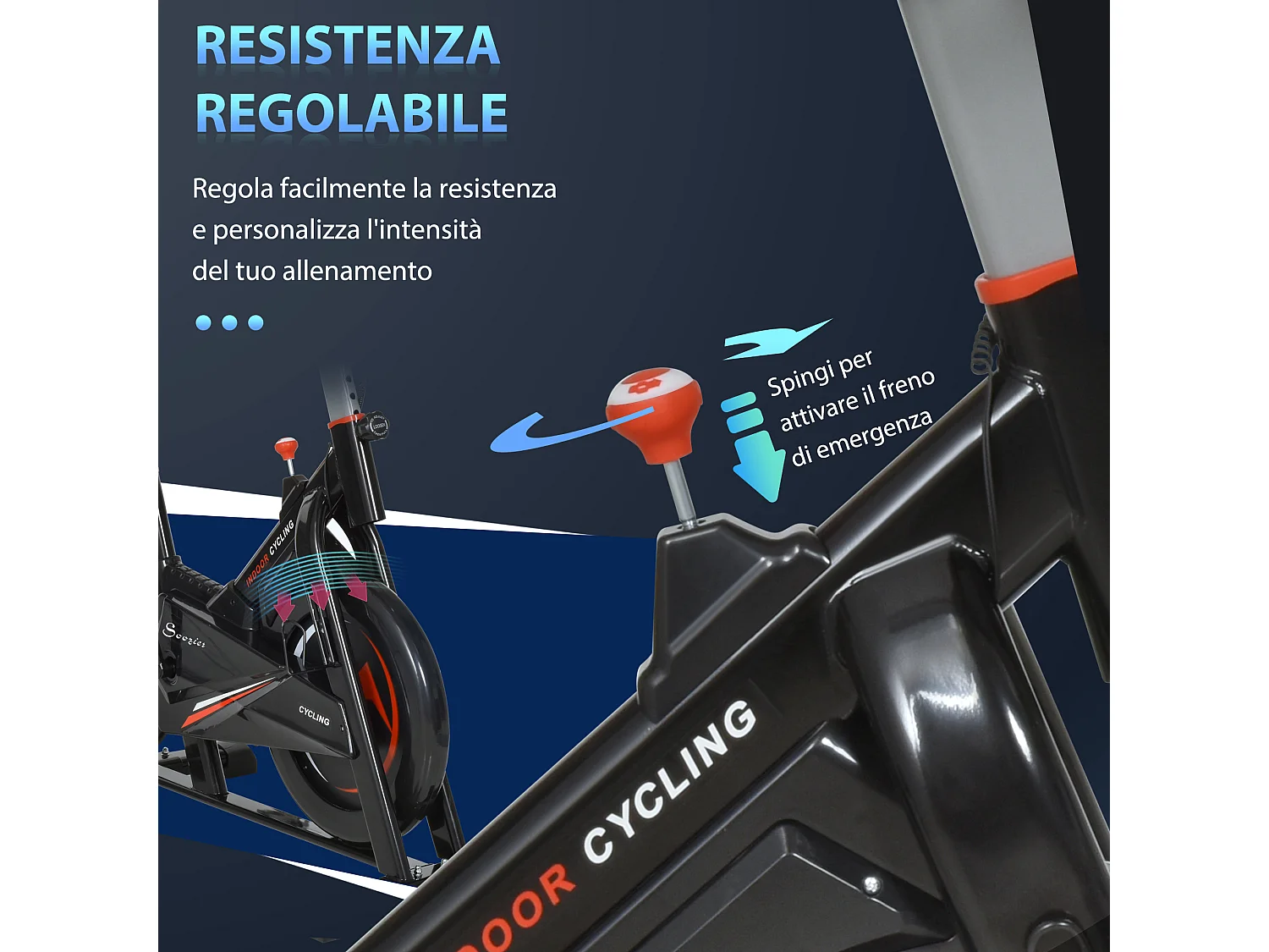 Cyclette in acciaio monitor lcd, seduta, manubrio e resistenza regolabile