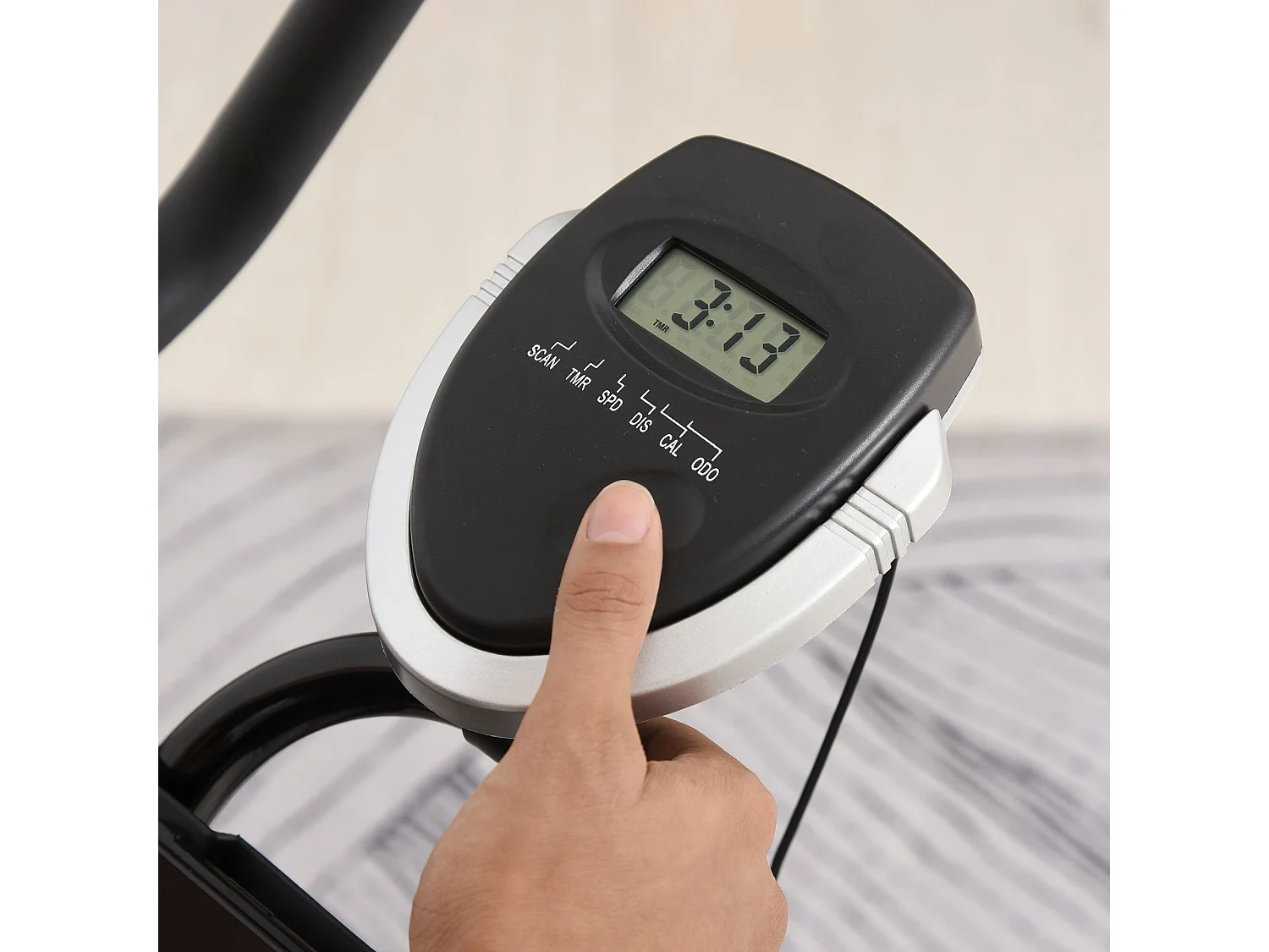 Cyclette in acciaio monitor lcd, seduta, manubrio e resistenza regolabile