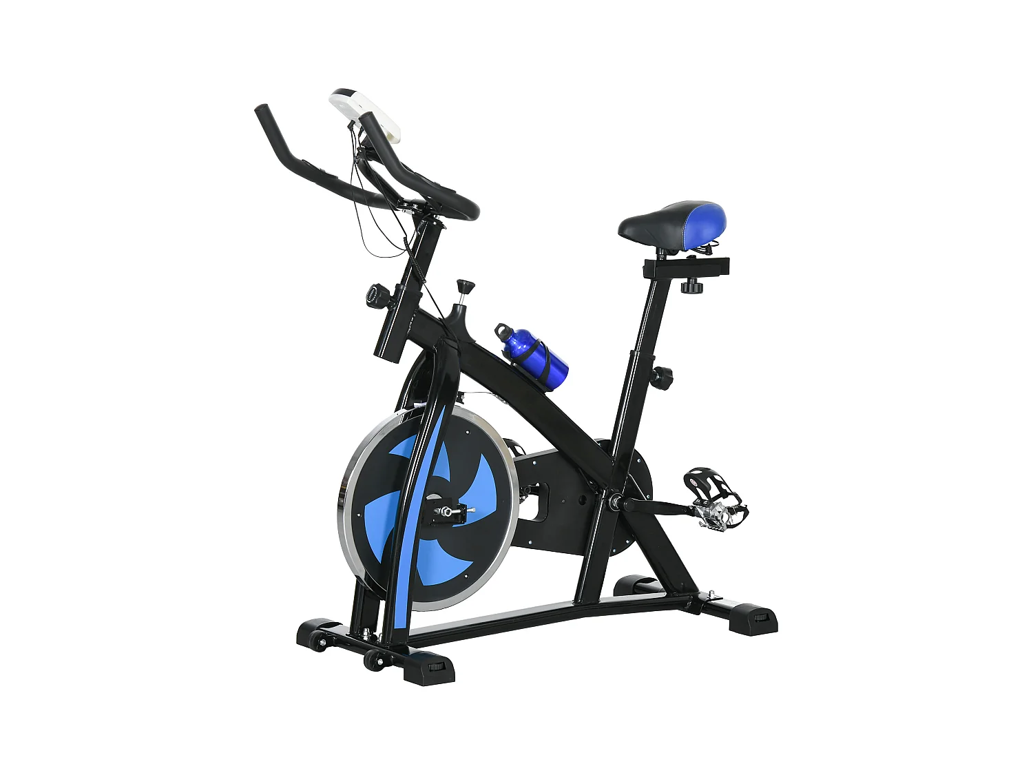 Cyclette da casa regolabile con monitor lcd in acciaio e abs blu