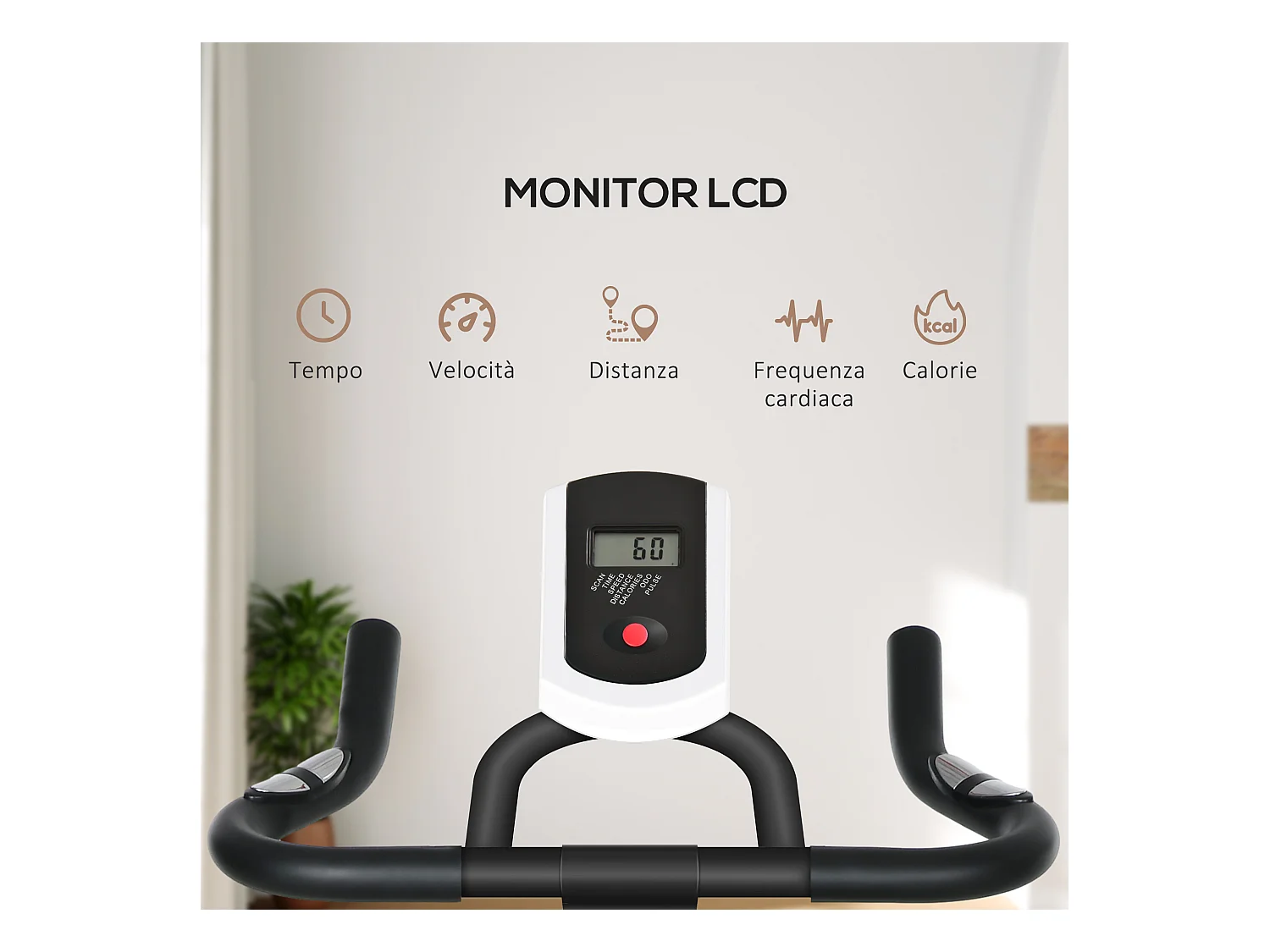 Cyclette da casa regolabile con monitor lcd in acciaio e abs blu