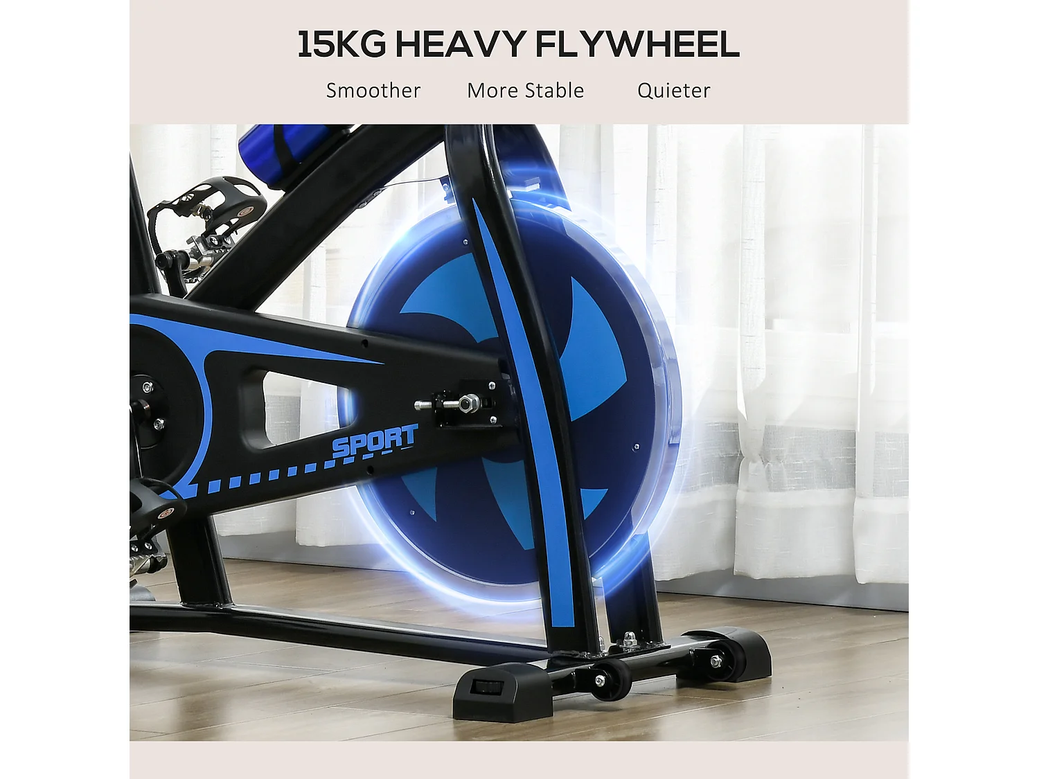 Cyclette da casa regolabile con monitor lcd in acciaio e abs blu