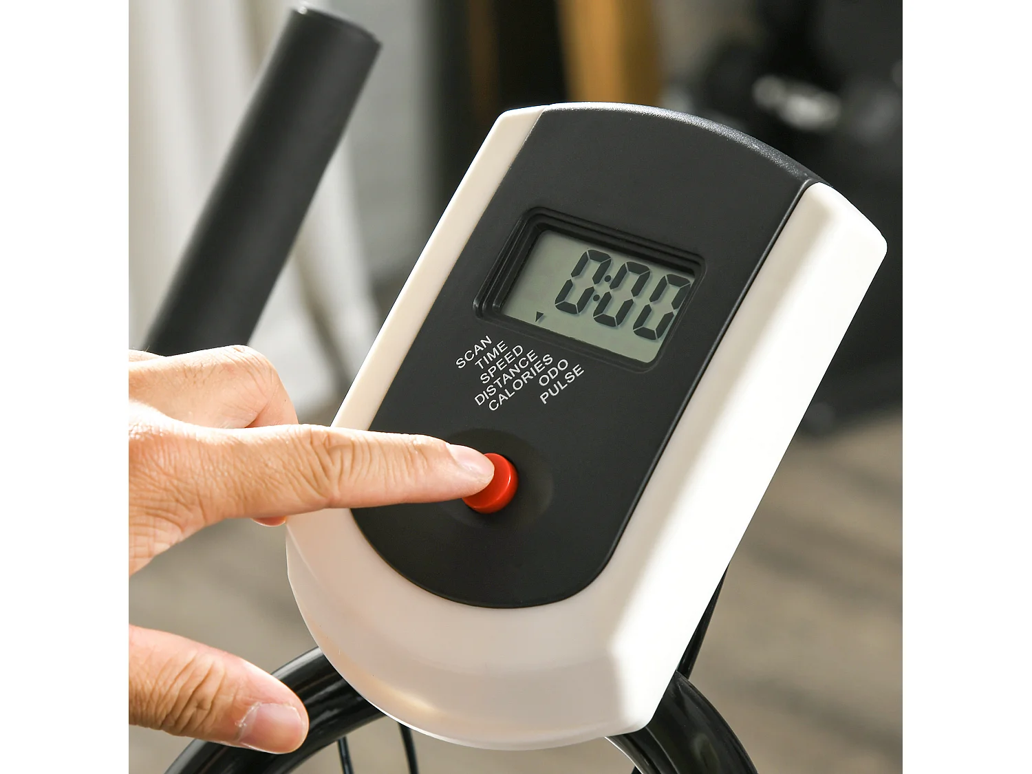 Cyclette da casa regolabile con monitor lcd in acciaio e abs blu