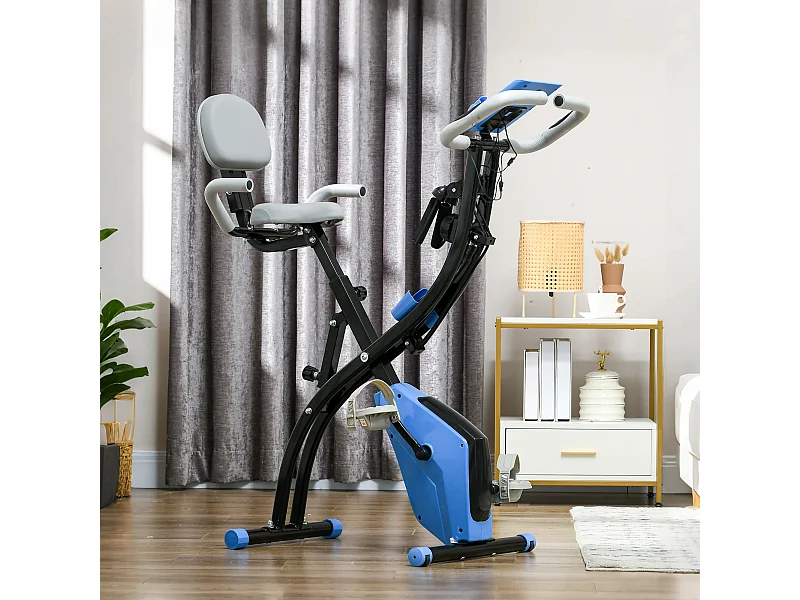 Cyclette pieghevole resistenza 8 livelli elastici per braccia azzurro