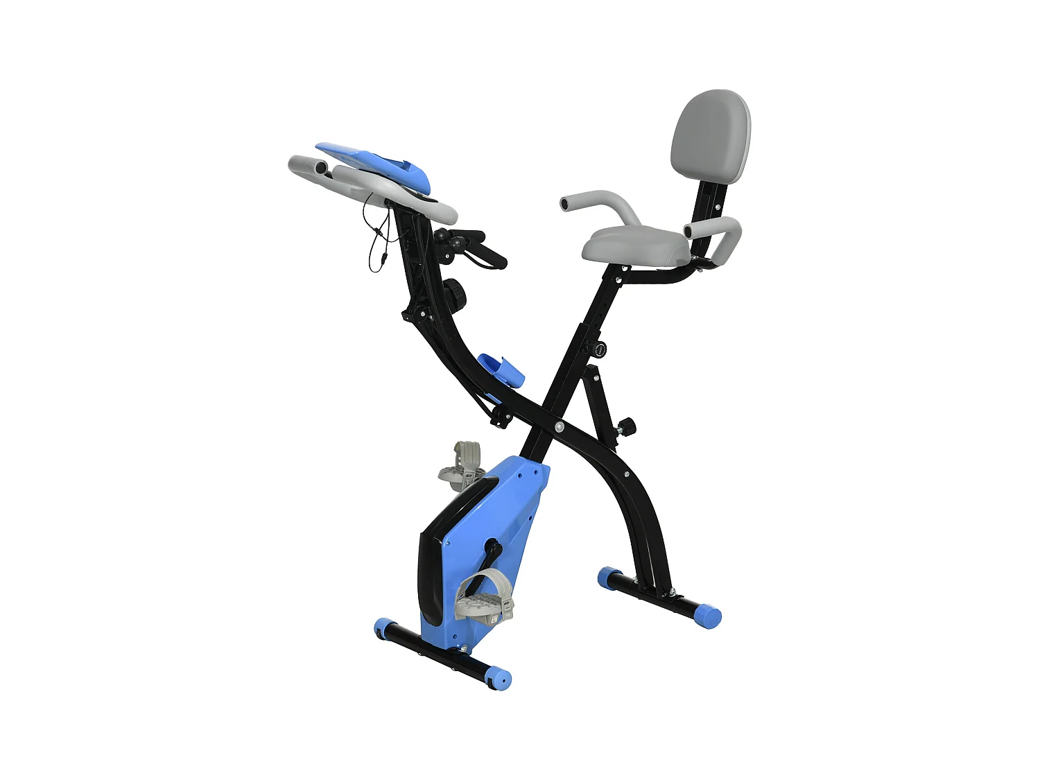 Cyclette pieghevole resistenza 8 livelli elastici per braccia azzurro