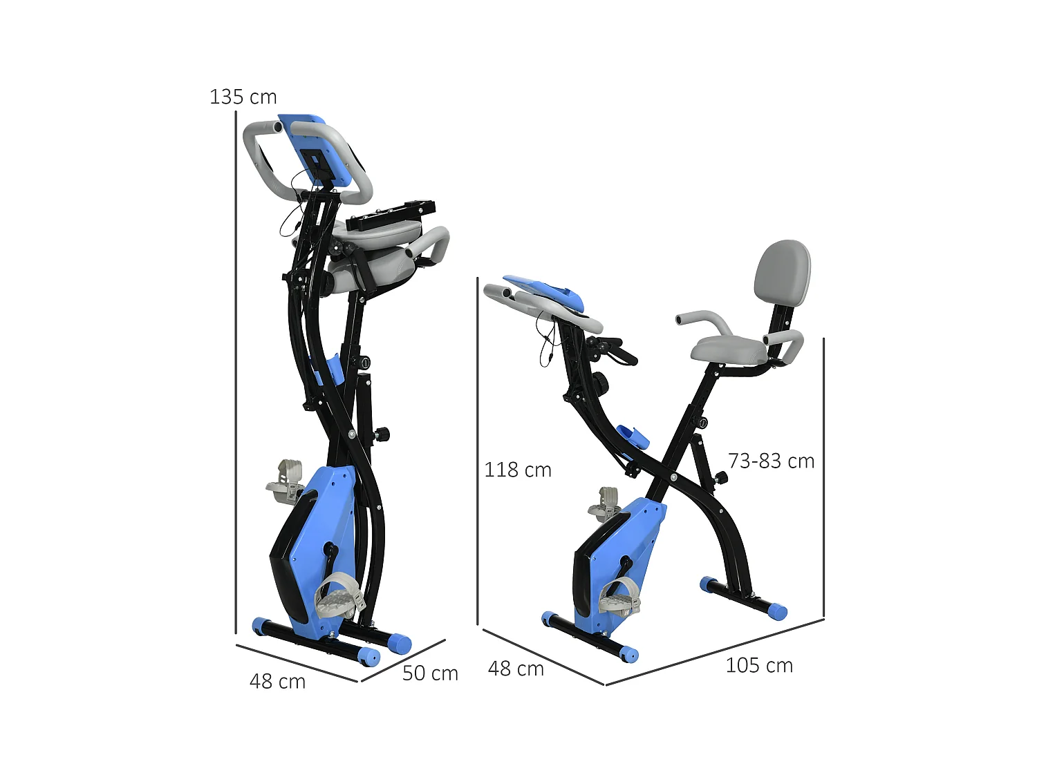 Cyclette pieghevole resistenza 8 livelli elastici per braccia azzurro
