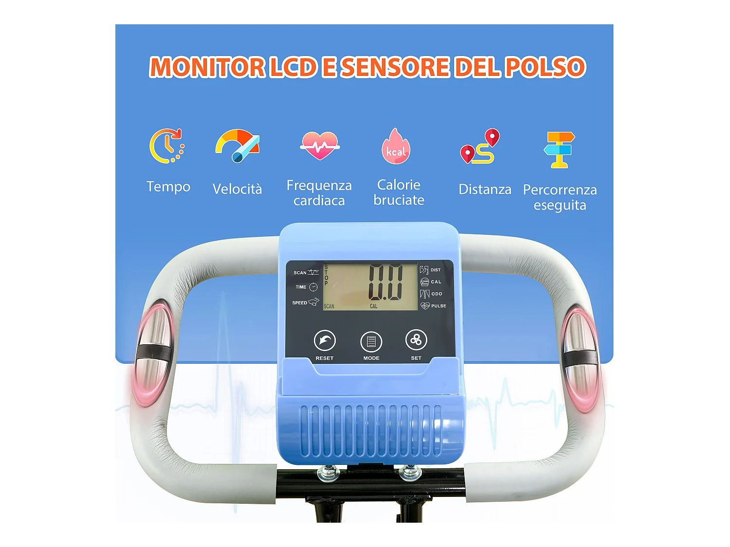 Cyclette pieghevole resistenza 8 livelli elastici per braccia azzurro