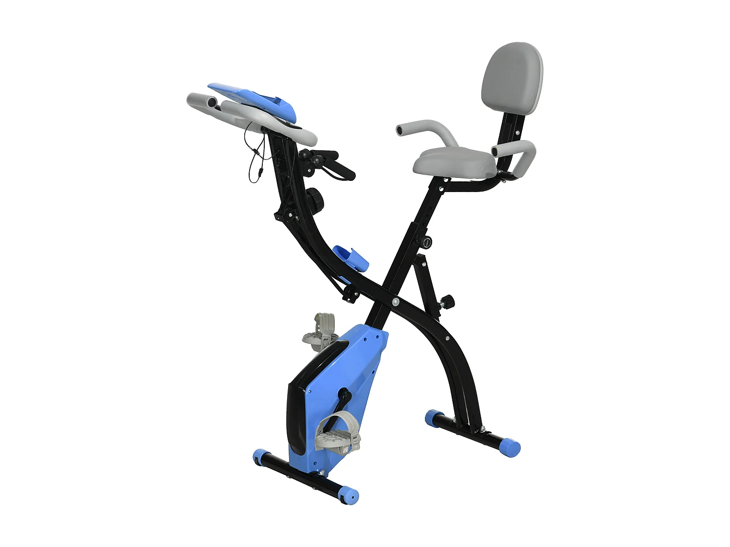 Cyclette pieghevole resistenza 8 livelli elastici per braccia azzurro