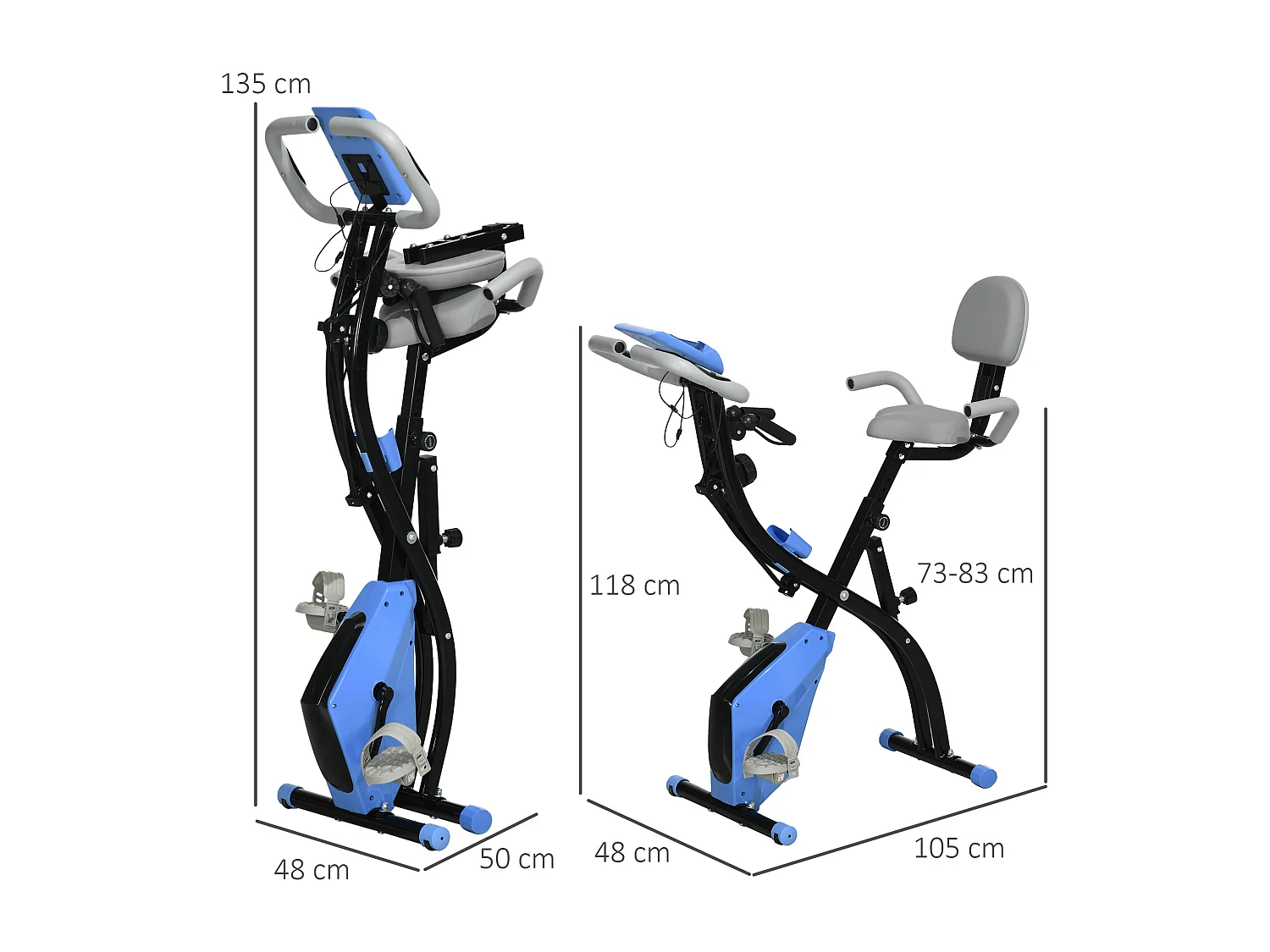Cyclette pieghevole resistenza 8 livelli elastici per braccia azzurro