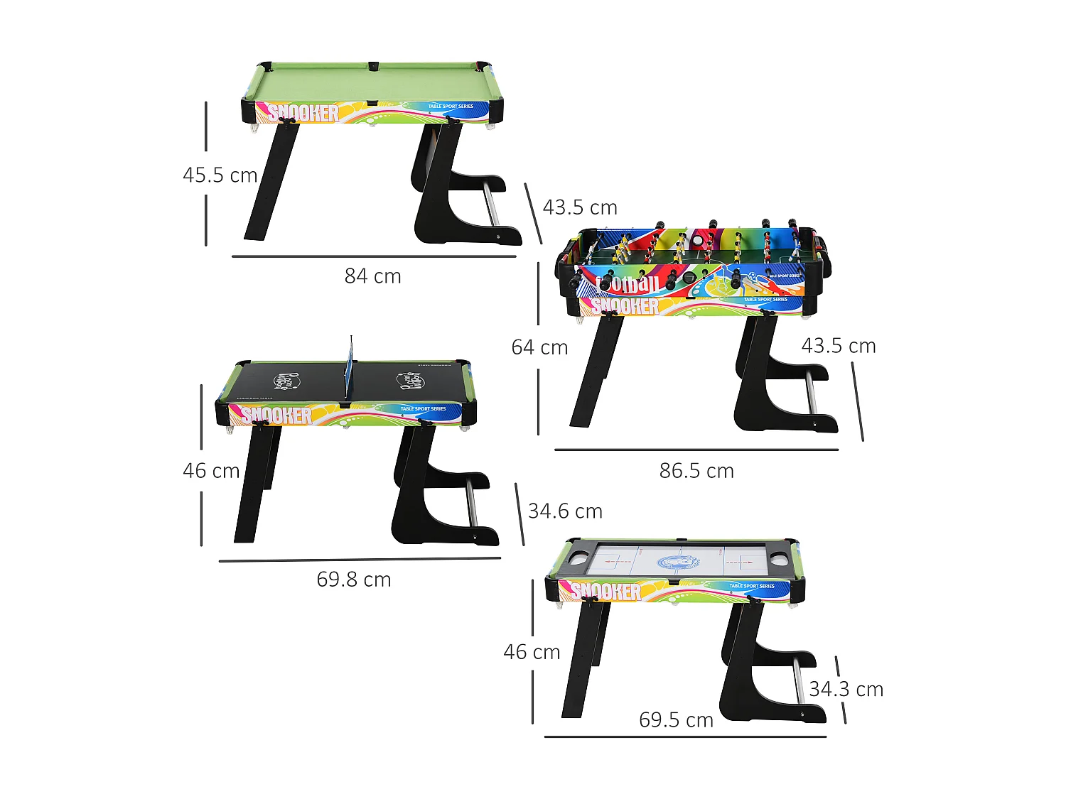 Tavolo da gioco per calcio-balilla, biliardo, air hockey e ping pong