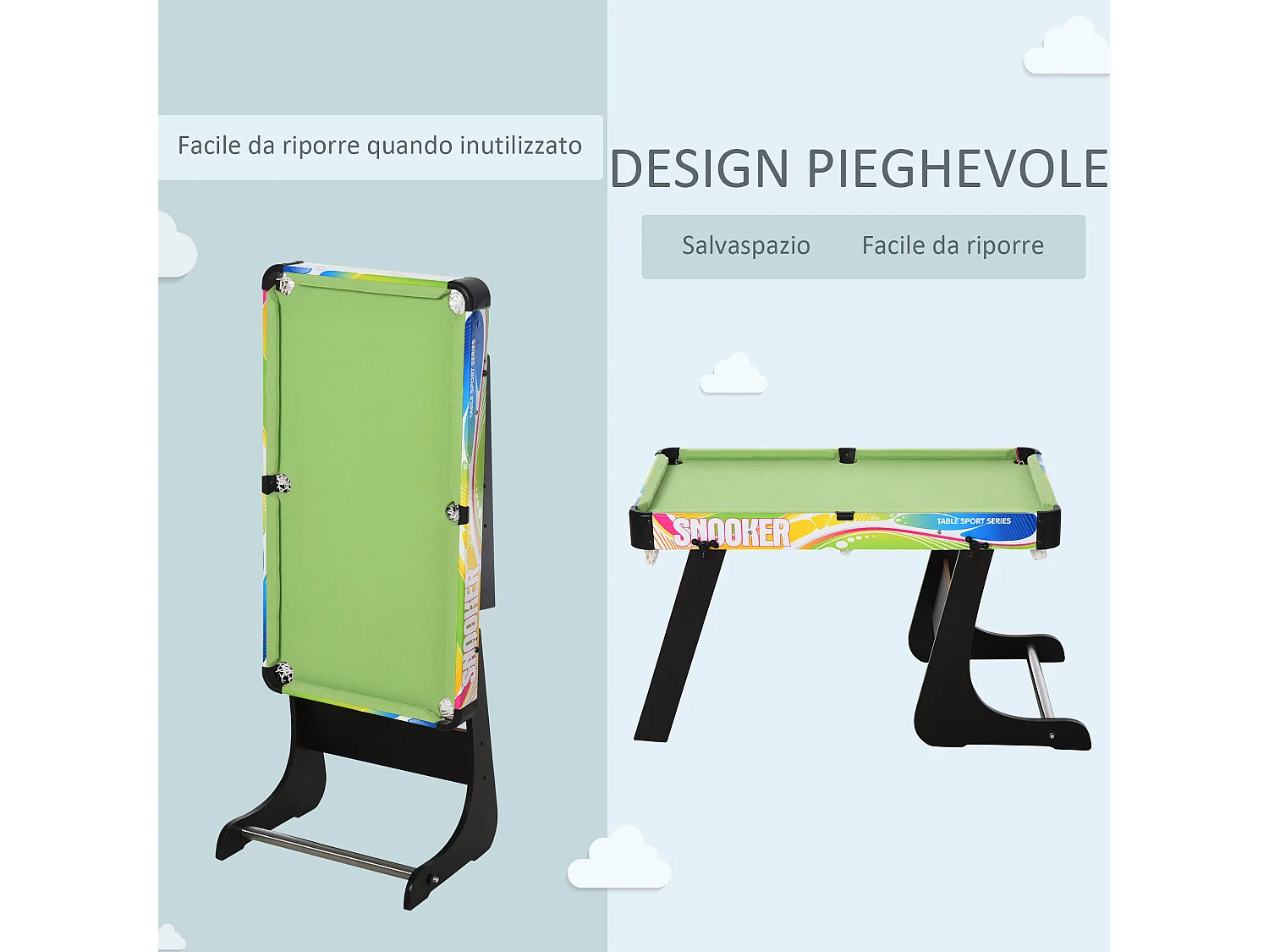 Tavolo da gioco per calcio-balilla, biliardo, air hockey e ping pong