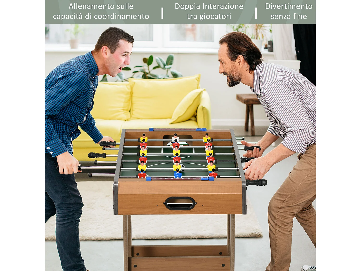 Calcio balilla pieghevole 18 giocatori e segnapunti 69x37x70cm