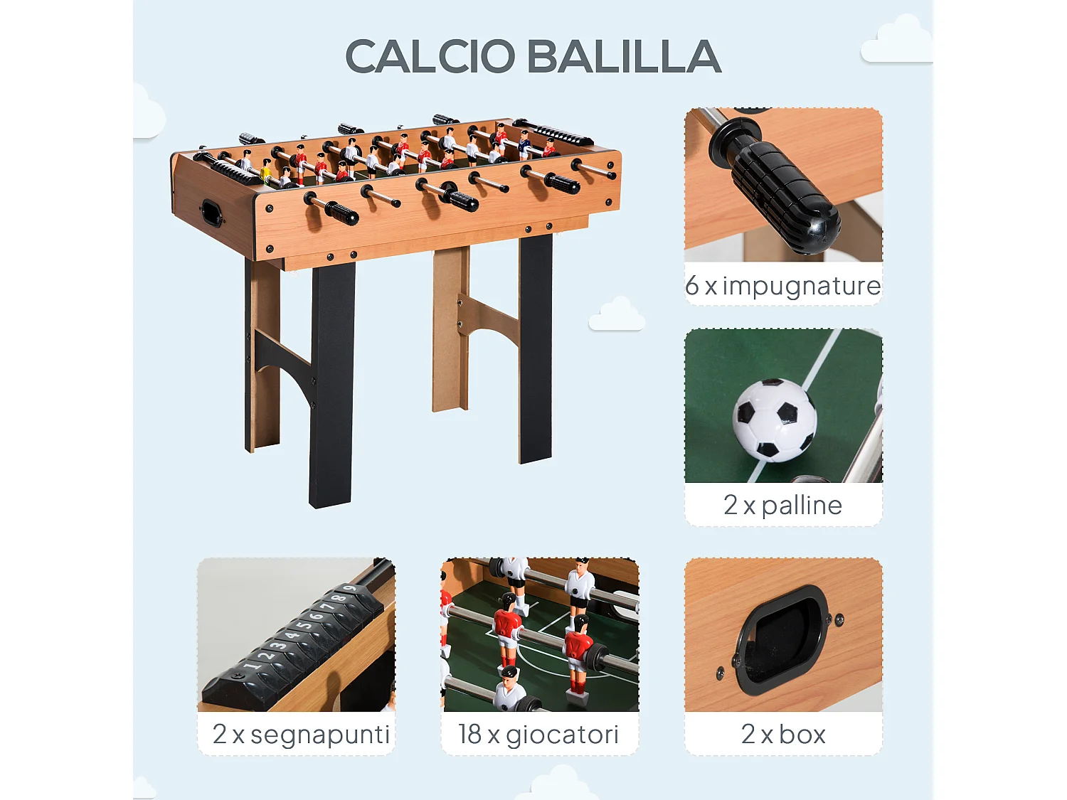 Tavolo multigioco 4 in 1 con calcio balilla ping pong biliardo hockey