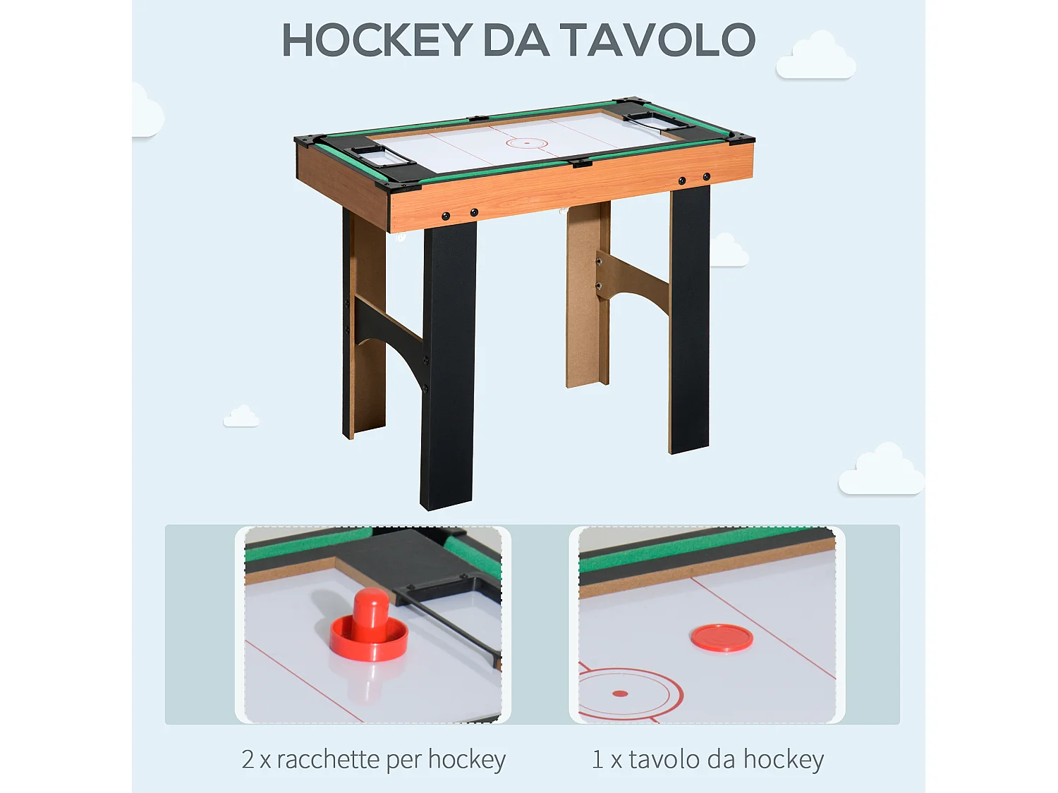 Tavolo multigioco 4 in 1 con calcio balilla ping pong biliardo hockey