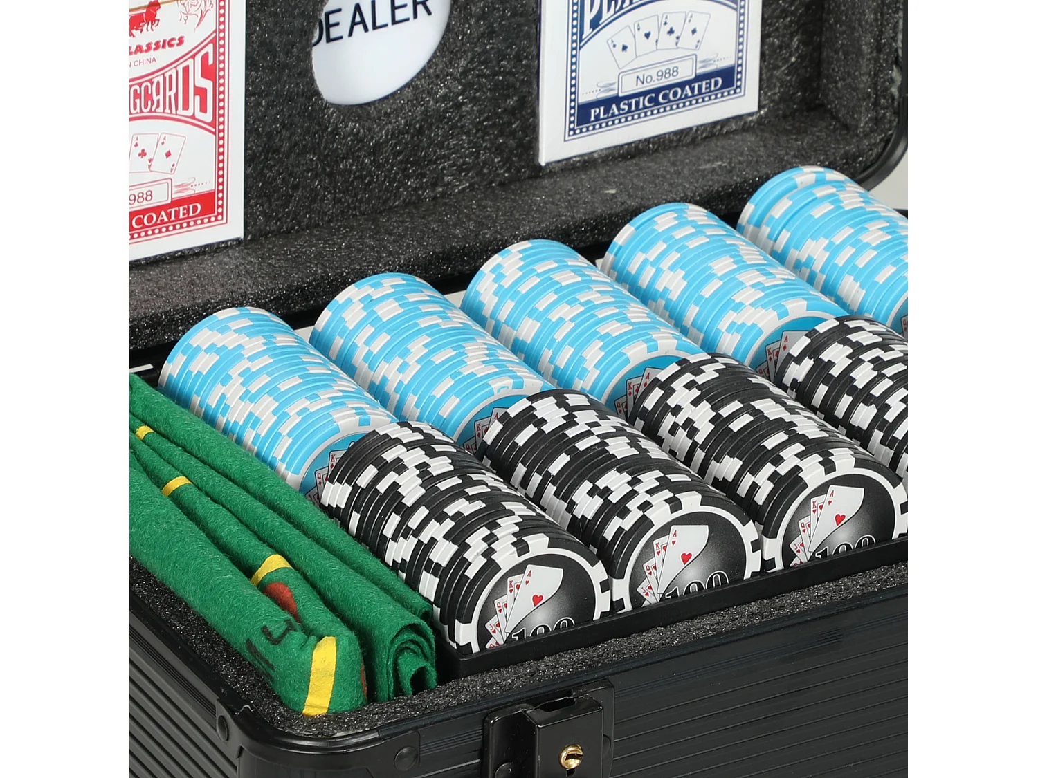 Set da poker per 12 persone con 600 fiches e 2 mazzi di carte