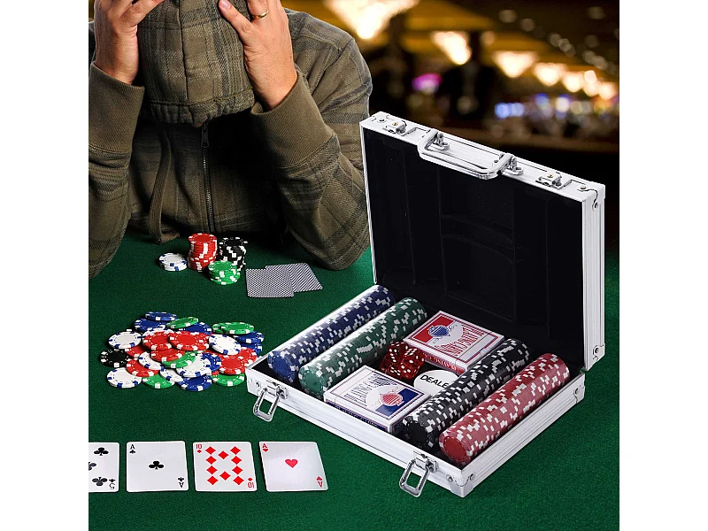 Valigetta poker professionale set poker 200 fiches e 2 mazzi