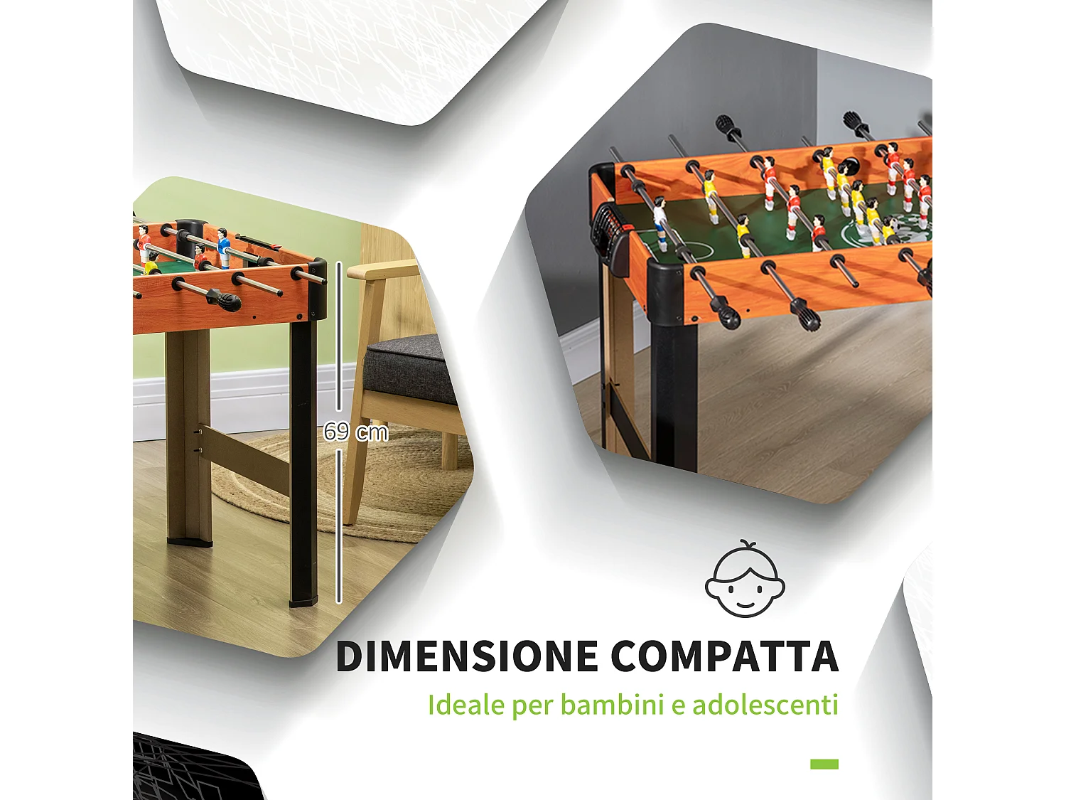 Calcio balilla per bimbi con manopole antiscivolo e segnapunti