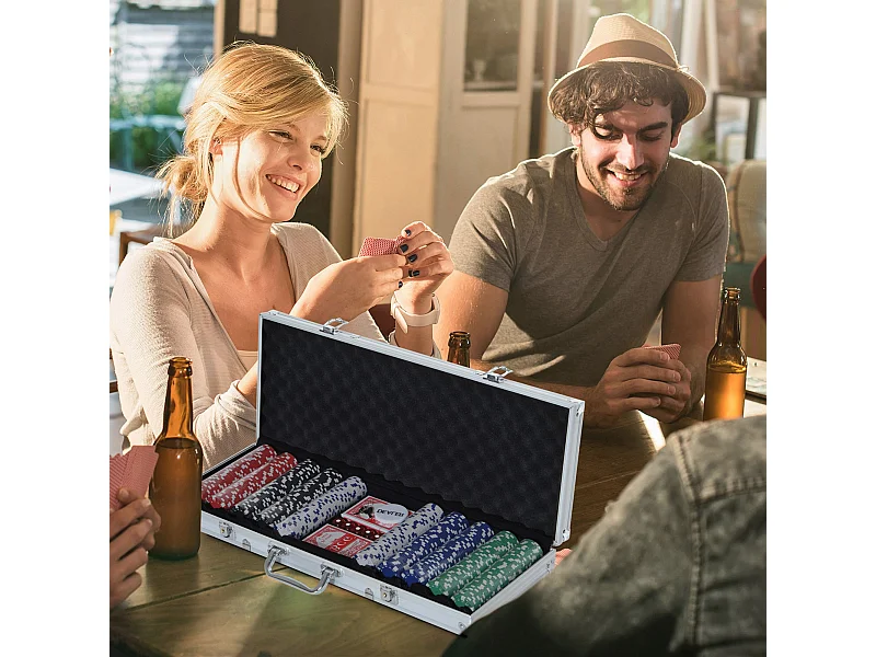 Valigetta poker professionale set poker 500 fiches e 2 mazzi