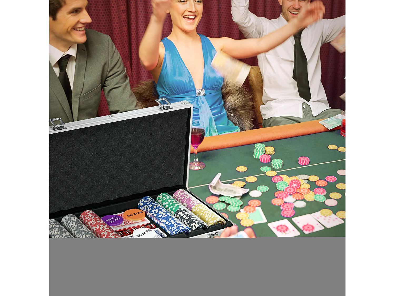 Set poker per 8 giocatori con 500 fiches 2 mazzi di carte e 5 dadi