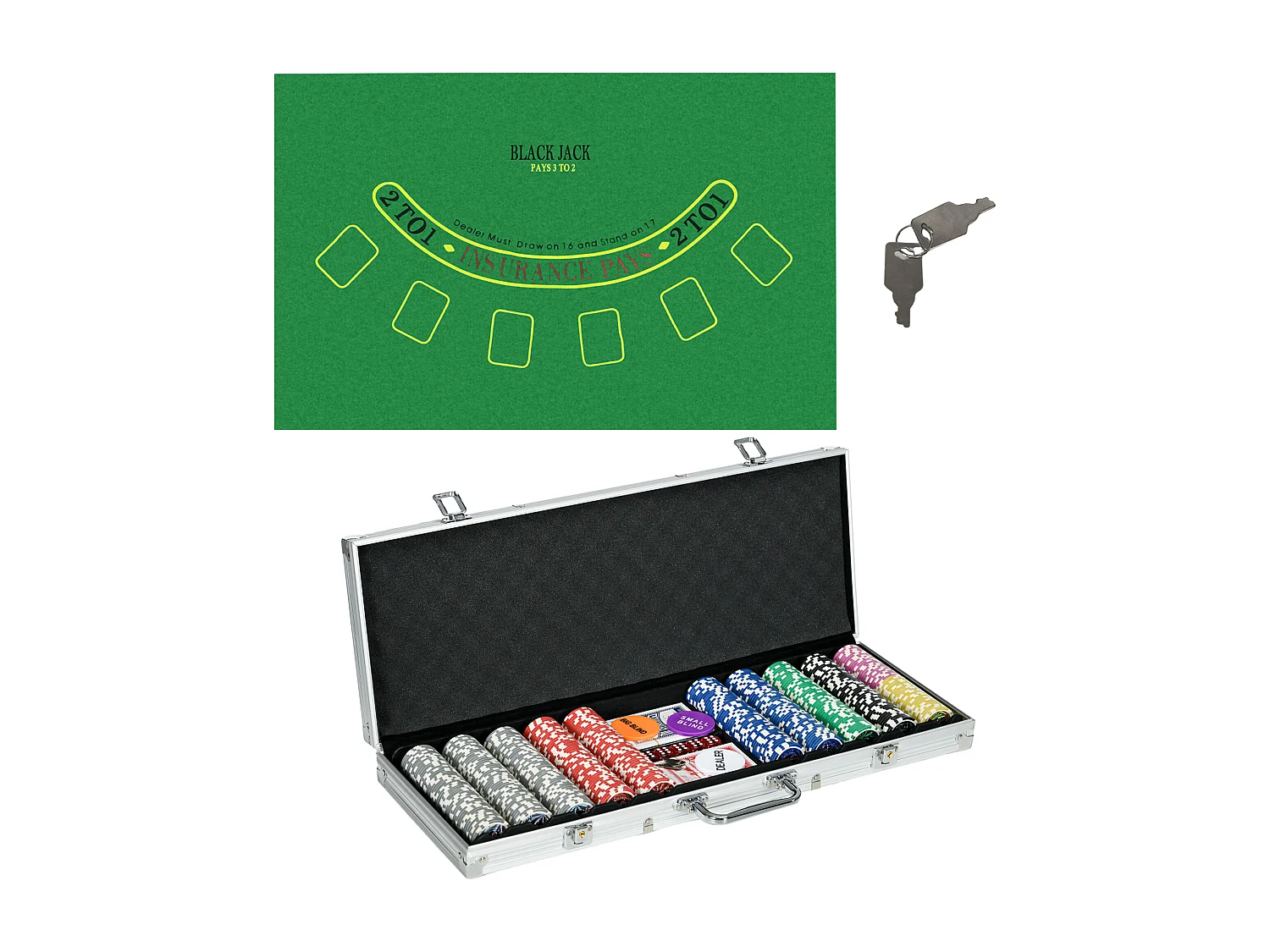 Set poker per 8 giocatori con 500 fiches 2 mazzi di carte e 5 dadi