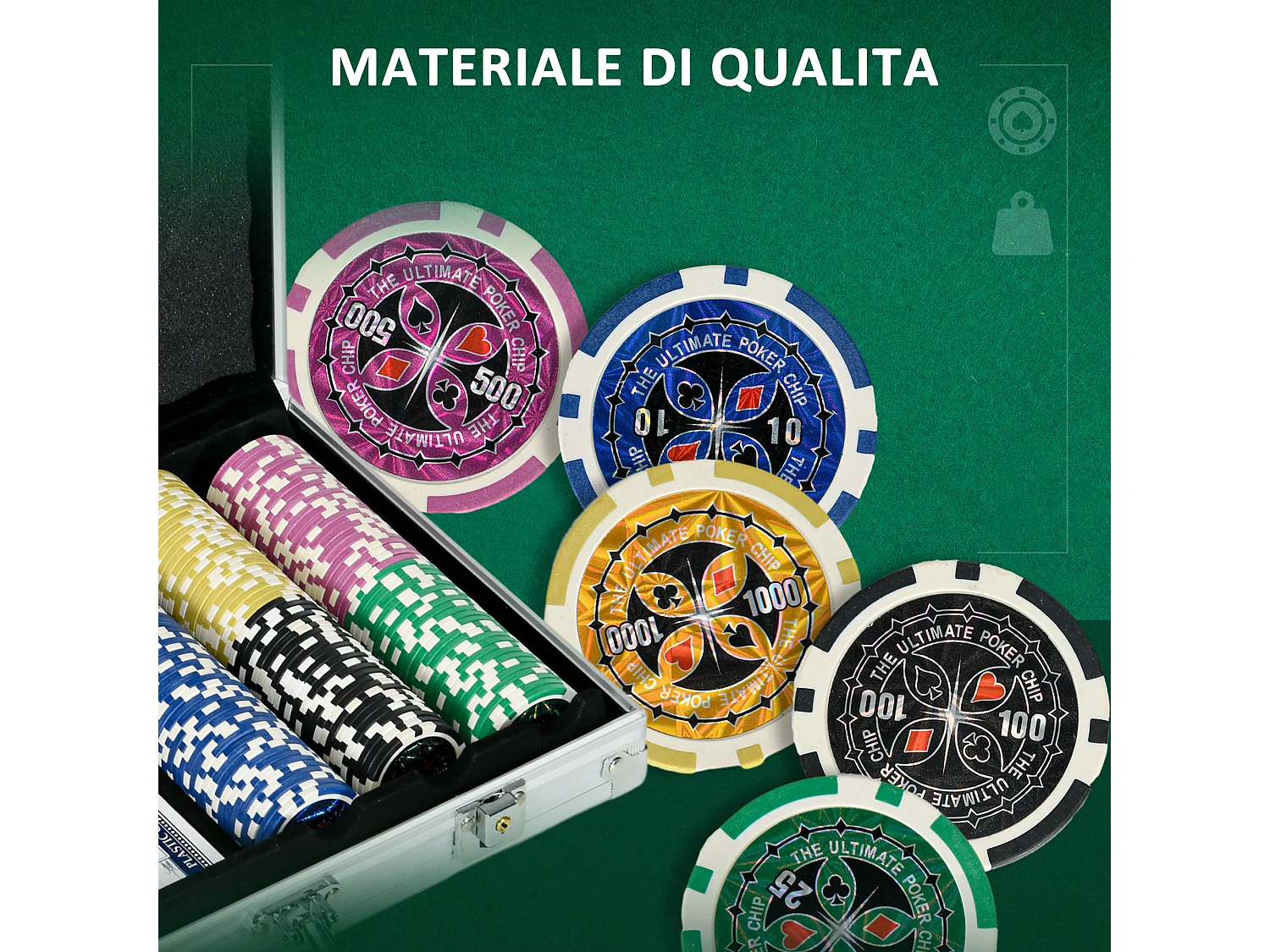 Set poker per 8 giocatori con 300 fiches 2 mazzi di carte e 5 dadi