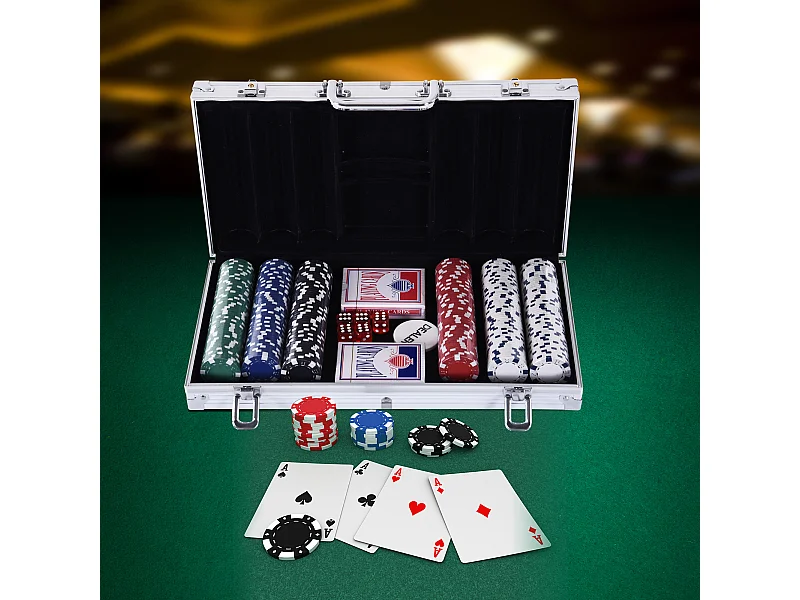 Valigetta poker professionale set poker 300 fiches e 2 mazzi