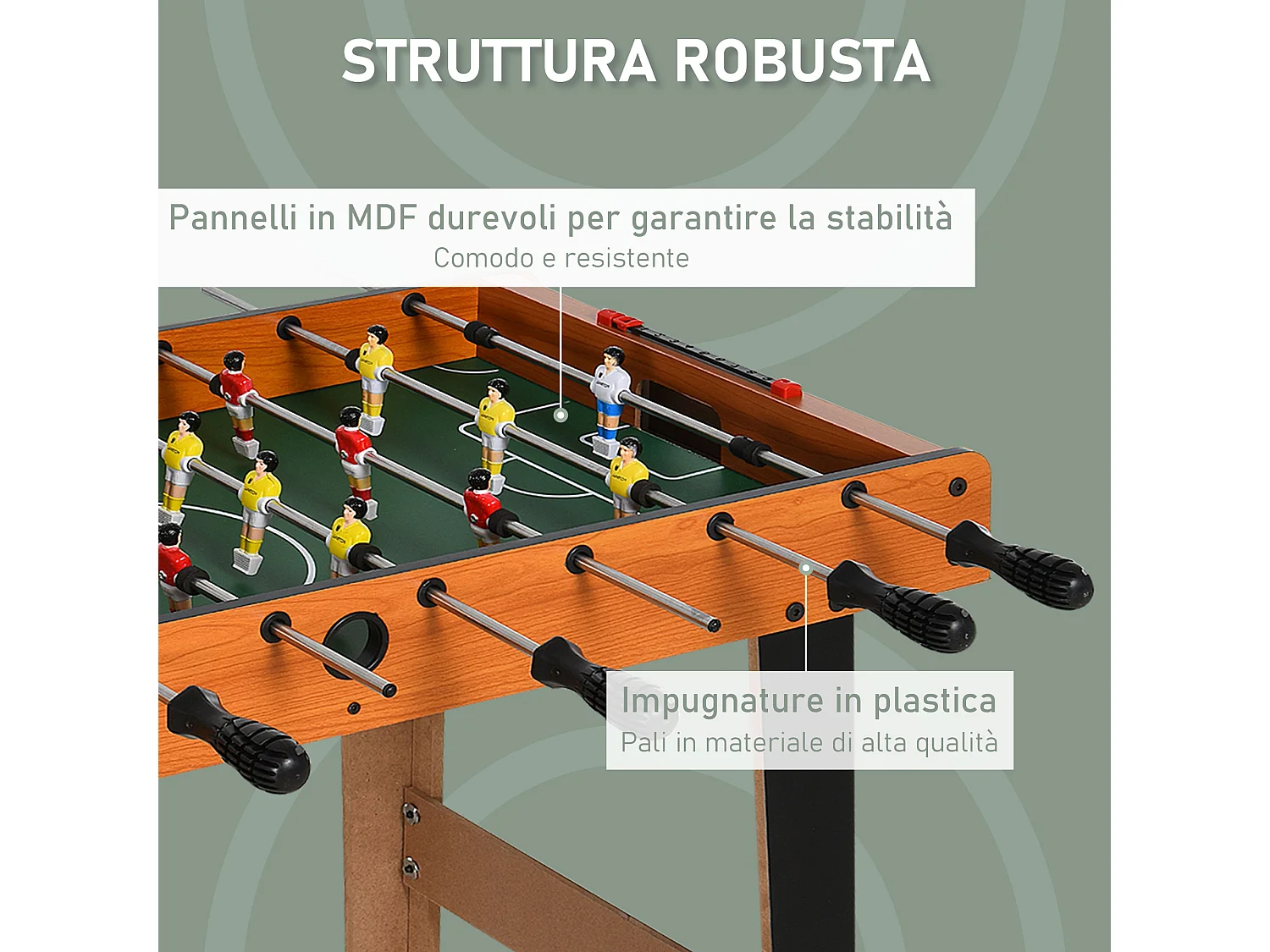 Calcio balilla con 22 giocatori palline e 2 segnapunti legno colorato