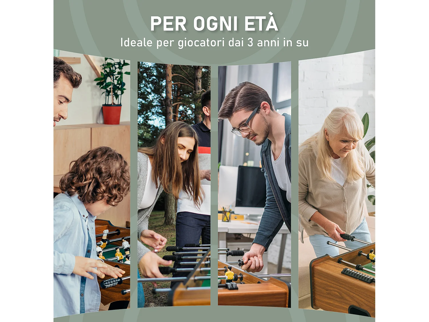 Calcio balilla professionale per bambini con aste legno mdf colorato